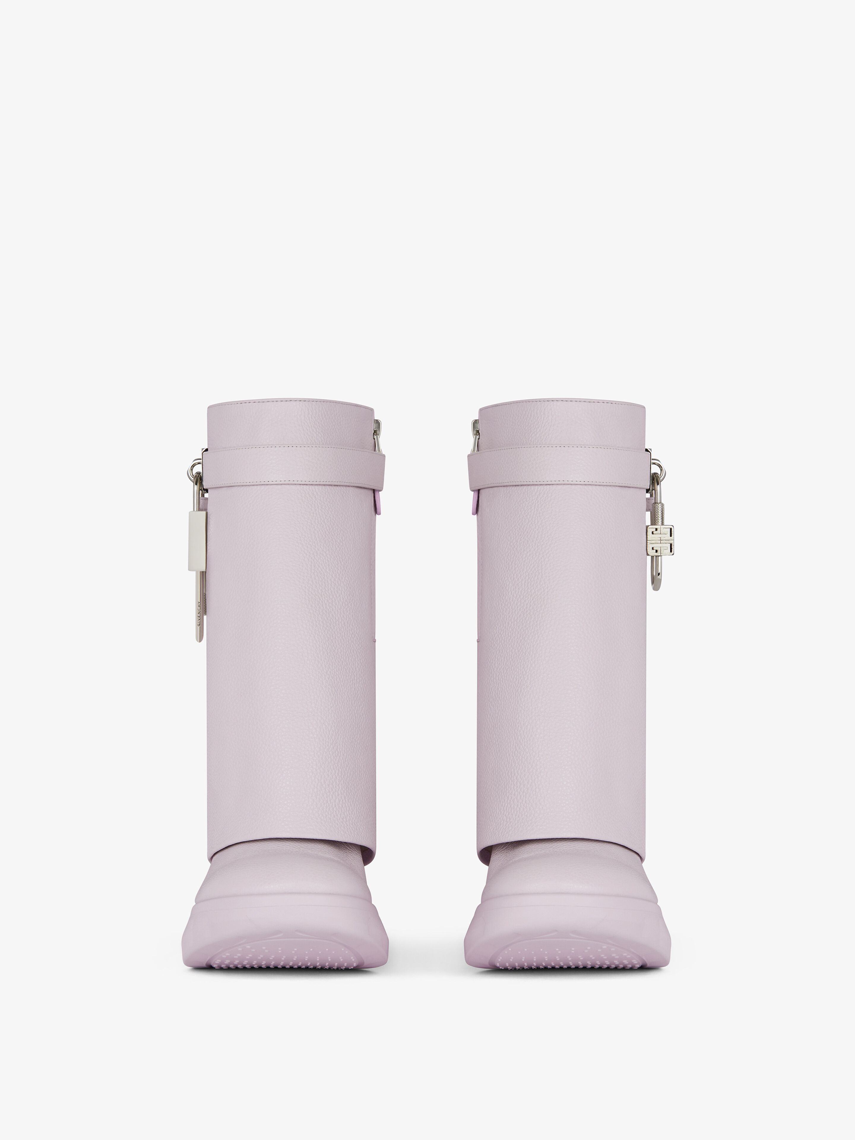 Givenchy o1srvl11e0525 Shark Lock Ankle Boots Biker Low Wedge Lilac Size US 9 / IT 39 - 3 Thumbnail