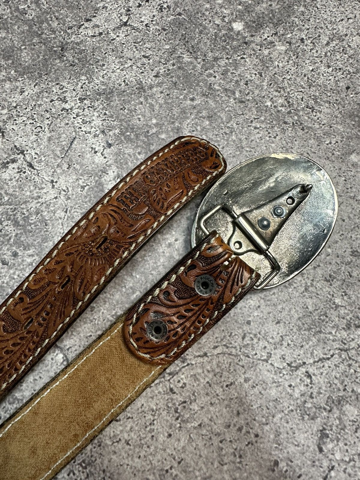 Hysteric Glamour × Leather × Vintage Vintage Leather Belt Y2K Rhinestones Punk Western Metal Size 34 - 14 Thumbnail