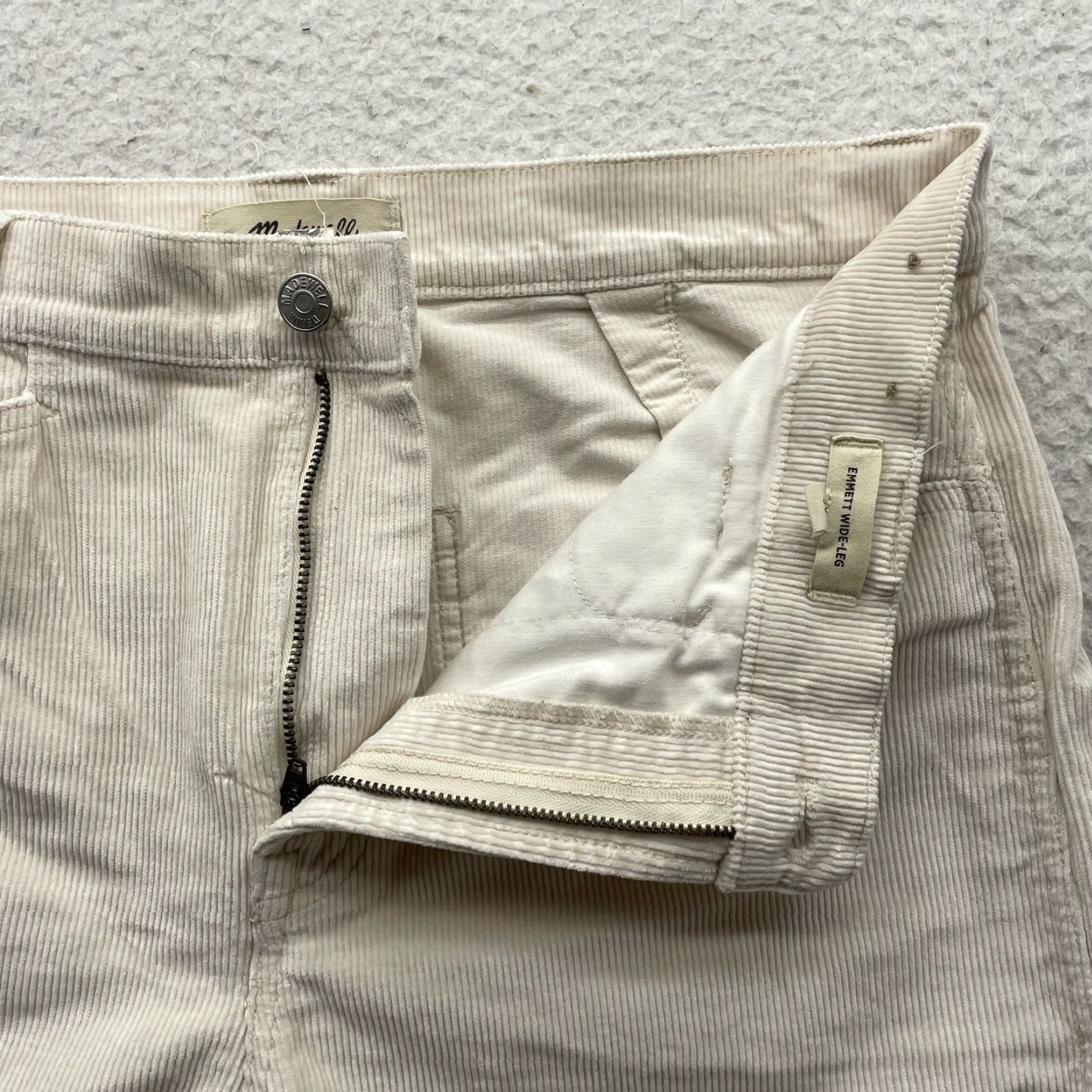 Madewell Madewell Corduroy Pants Womens 32x29 Emmet Wide Leg Baggy Cream White Tag 30 Size 24" / US 00 / IT 34 - 4 Thumbnail