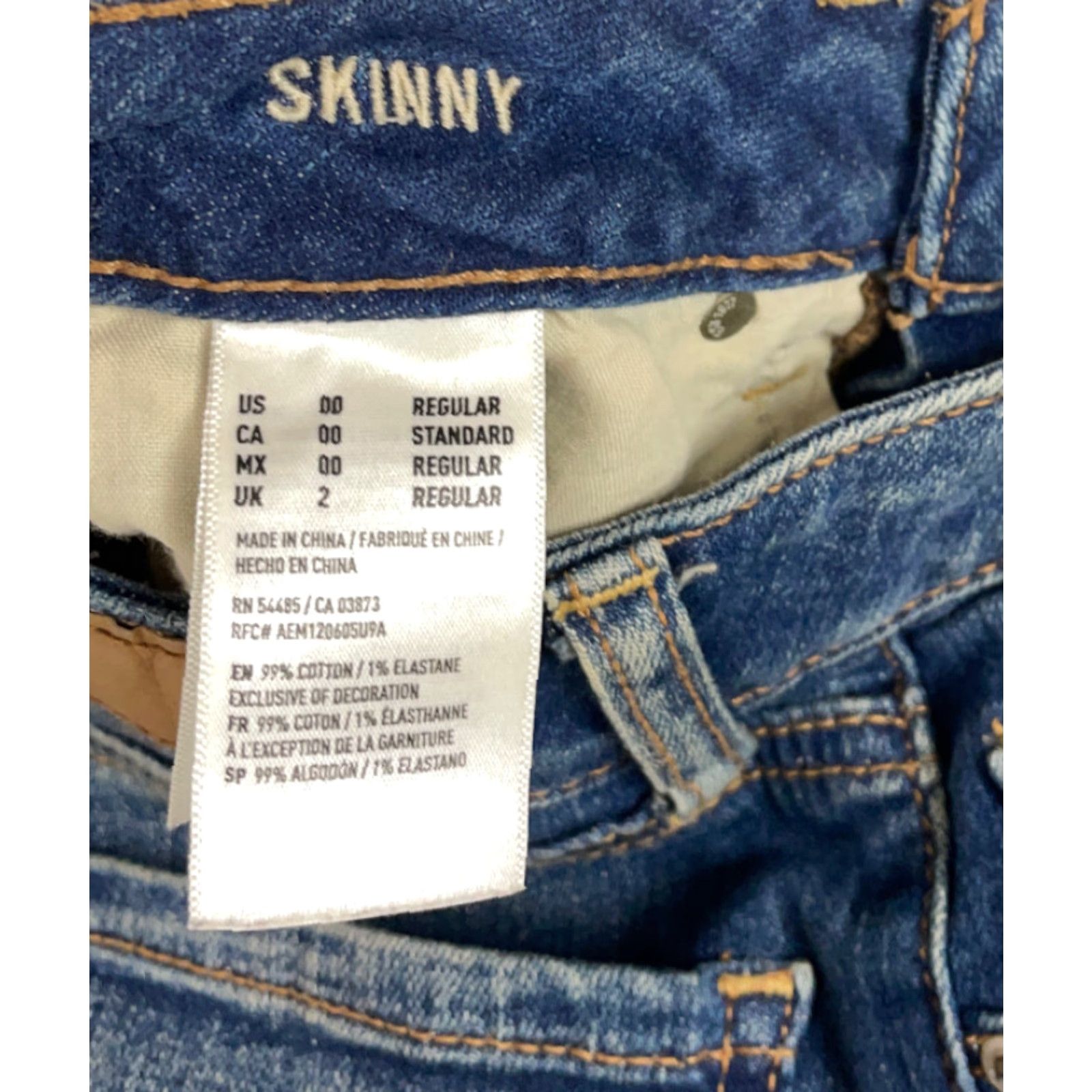 American Eagle Outfitters American Eagle Outfitters Jeans Skinny Womens 00 Blue Denim Stretch 5-Pocket Design Slim Fit Inseam 29 in Low Rise 6.5-8.5 in Distressed Size 24" / US 00 / IT 34 - 5 Thumbnail