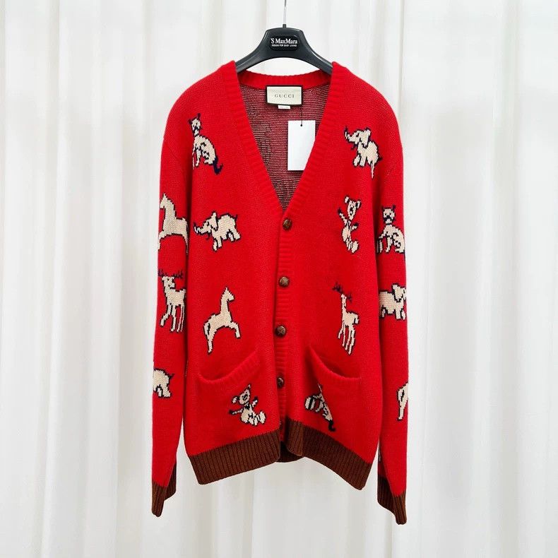 Gucci Gucci Animal letter Logo knitted cardigan coat Size XL / US 12-14 / IT 48-50 - 1 Thumbnail