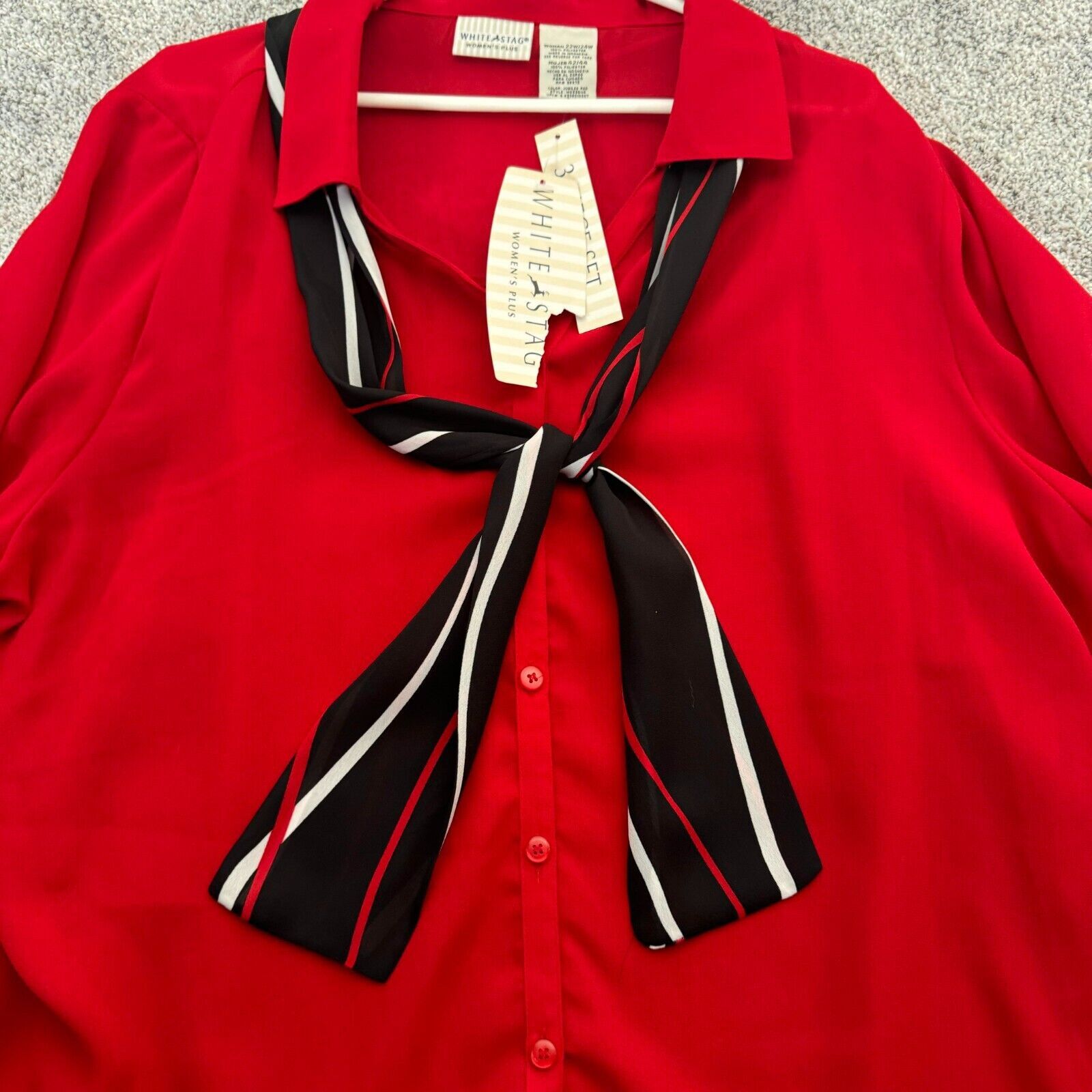 Other Vintage 90s 70s Blouse Necktie Scarf Womens Plus 22W/24W Size 4XL / US 24-26 - 3 Thumbnail