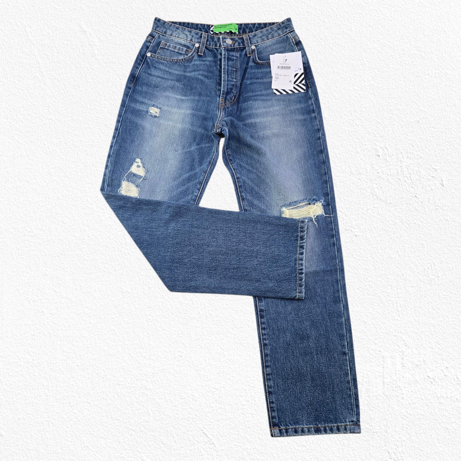 Sandrine Rose Sandrine Rose Hi-Rise Distressed Straight Leg Jeans Size 27 Size 27" / US 4 / IT 40 - 2 Thumbnail