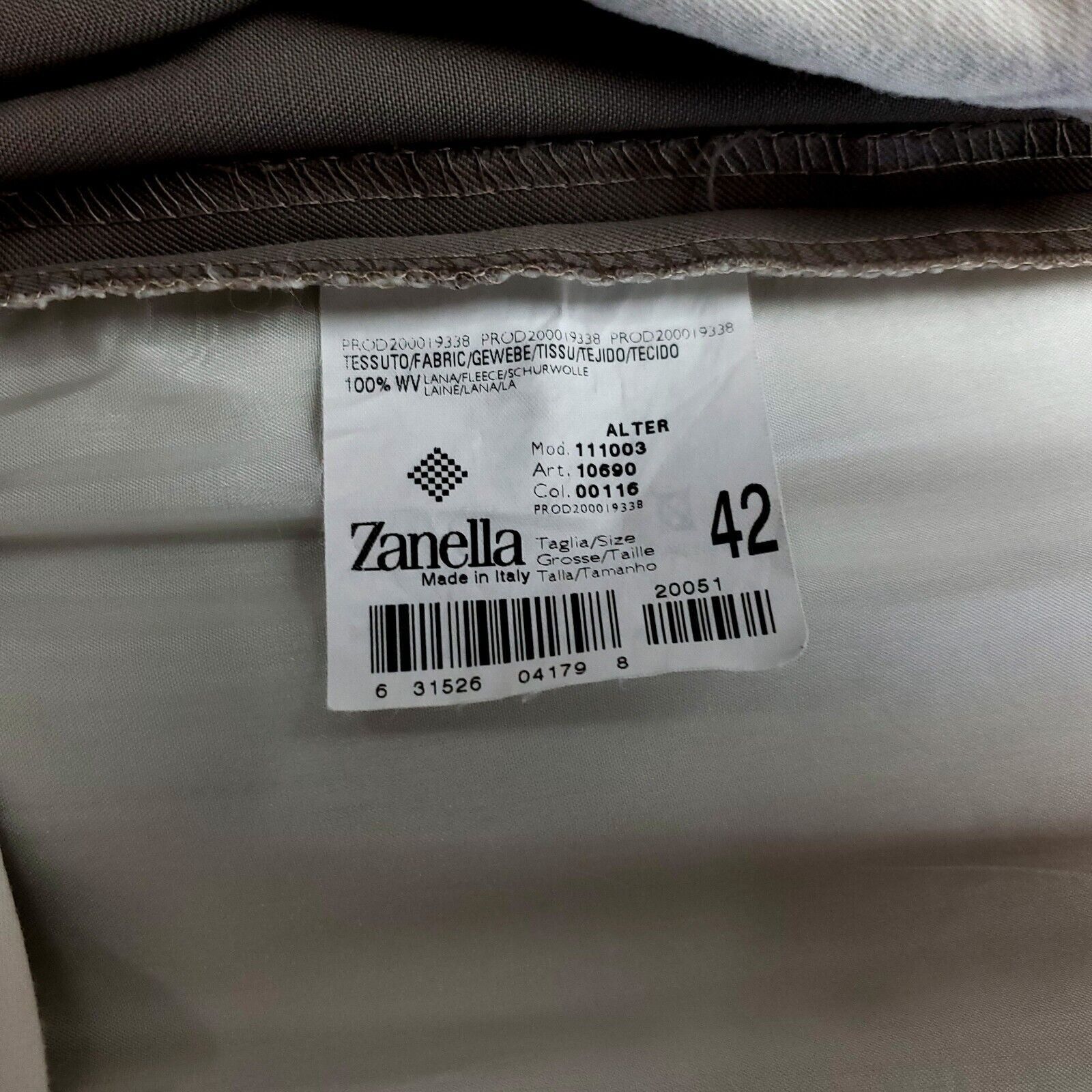 Zanella Zanella Alter Wool Dress Pants 38/28 Beige Pleated Cuffed Hi Size 38R - 4 Thumbnail