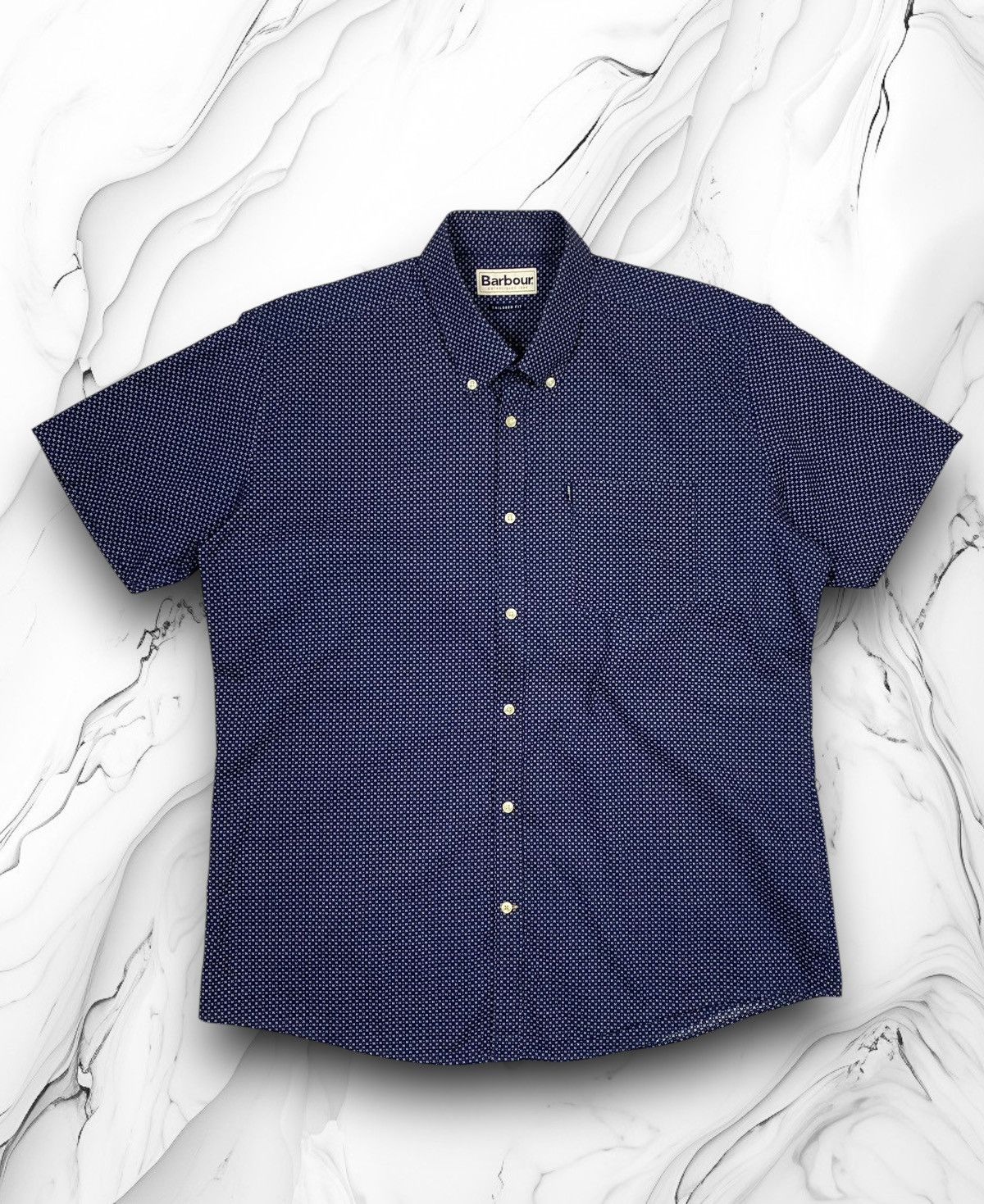 Barbour Barbour Designer Blue Button Up Short Sleeve Shirt Men’s Size US L / EU 52-54 / 3 - 1 Thumbnail