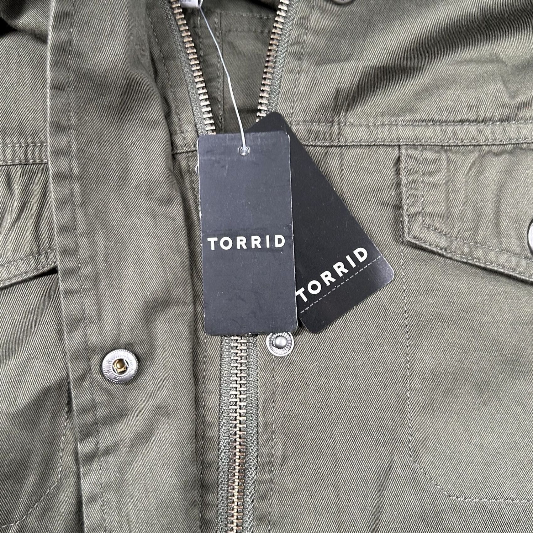 Torrid Torrid Jacket Womens 2X Military Style Jersey Sleeve Anorak Canvas Pockets Olive Green Army Hooded Pockets PlusSize Mens? Ladies? Size XXL / US 16-18 / IT 52-54 - 3 Thumbnail
