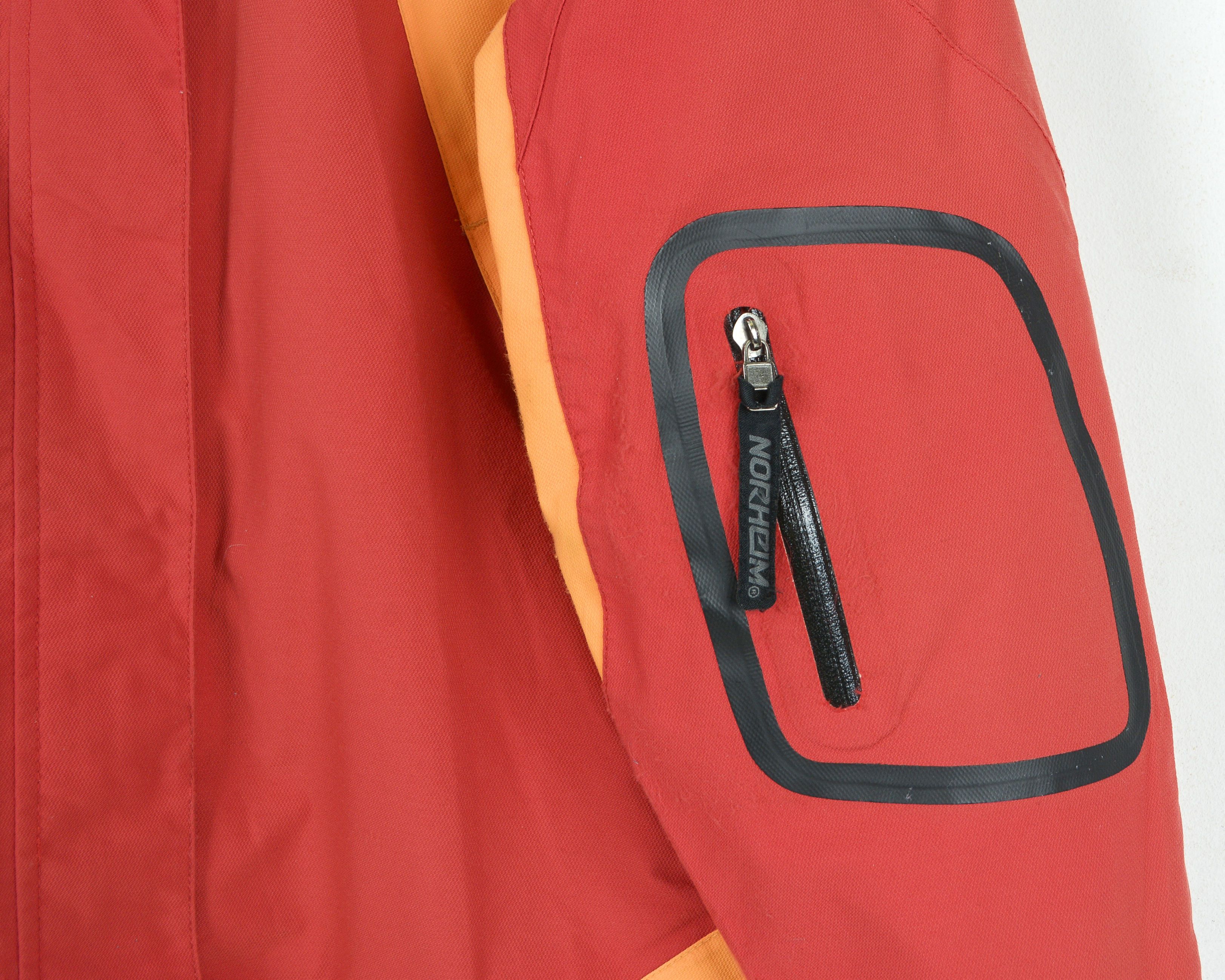 Designer NORHEIM Women UK12 Hooded Rainproof Jacket Red Yellow Coat M Size M / US 6-8 / IT 42-44 - 7 Thumbnail