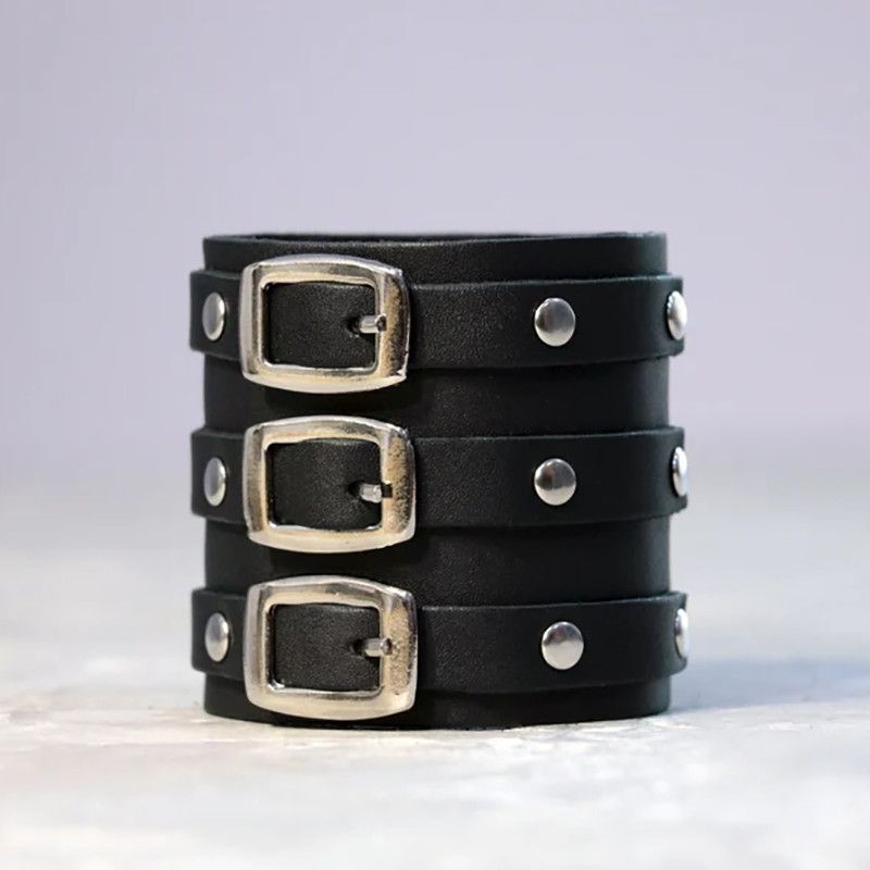 Jewelry Adjustable Vintage Gothic Leather Wristband Bracelet Size ONE SIZE - 2 Thumbnail