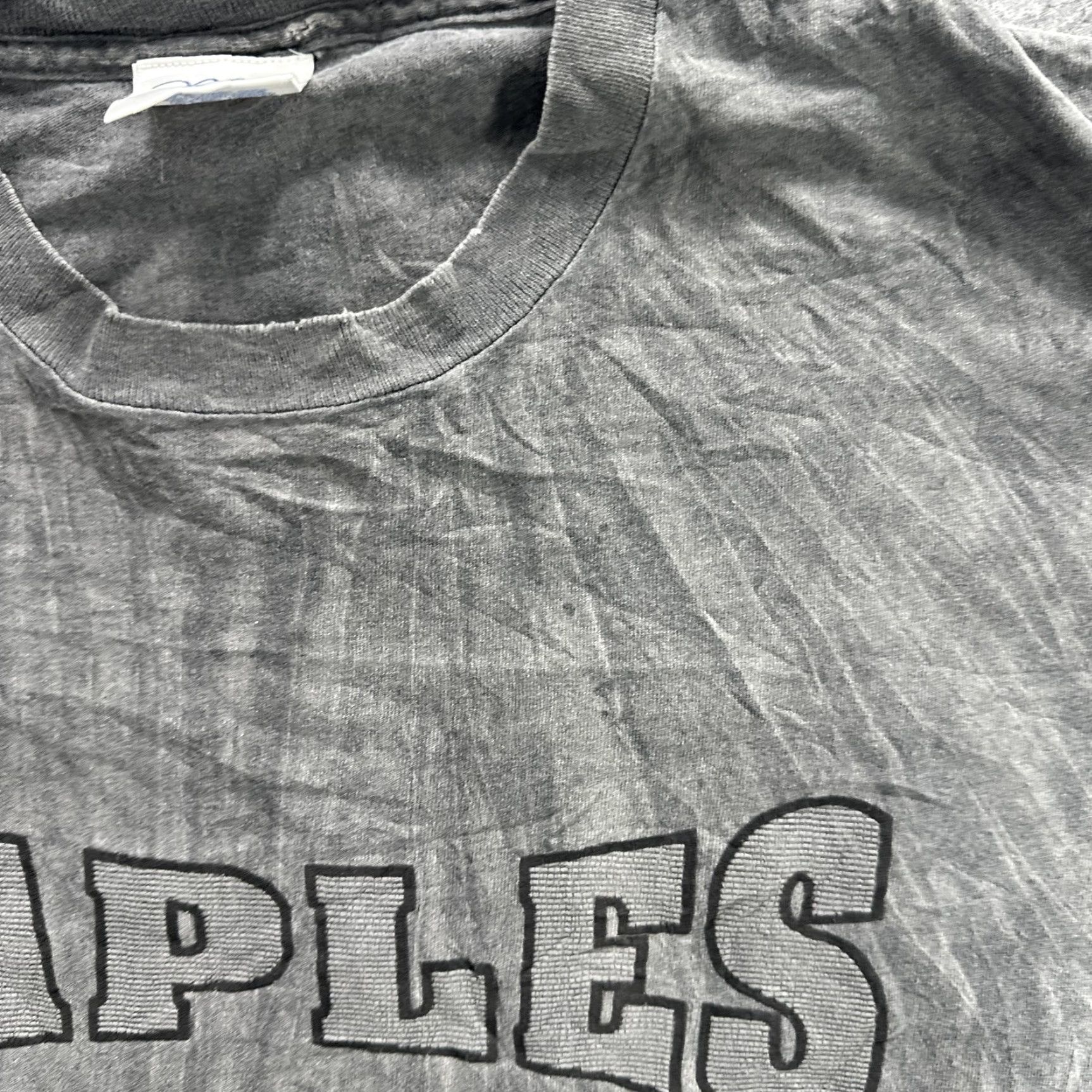 Vintage VINTAGE Naples Shirt Mens XL Gray USA Made Single Stitch Graphic 90s TM MB Activewear T-Shirt Short Sleeve Crew Neck Cotton Graphic Print Travel Mens Size US XL / EU 56 / 4 - 7 Thumbnail