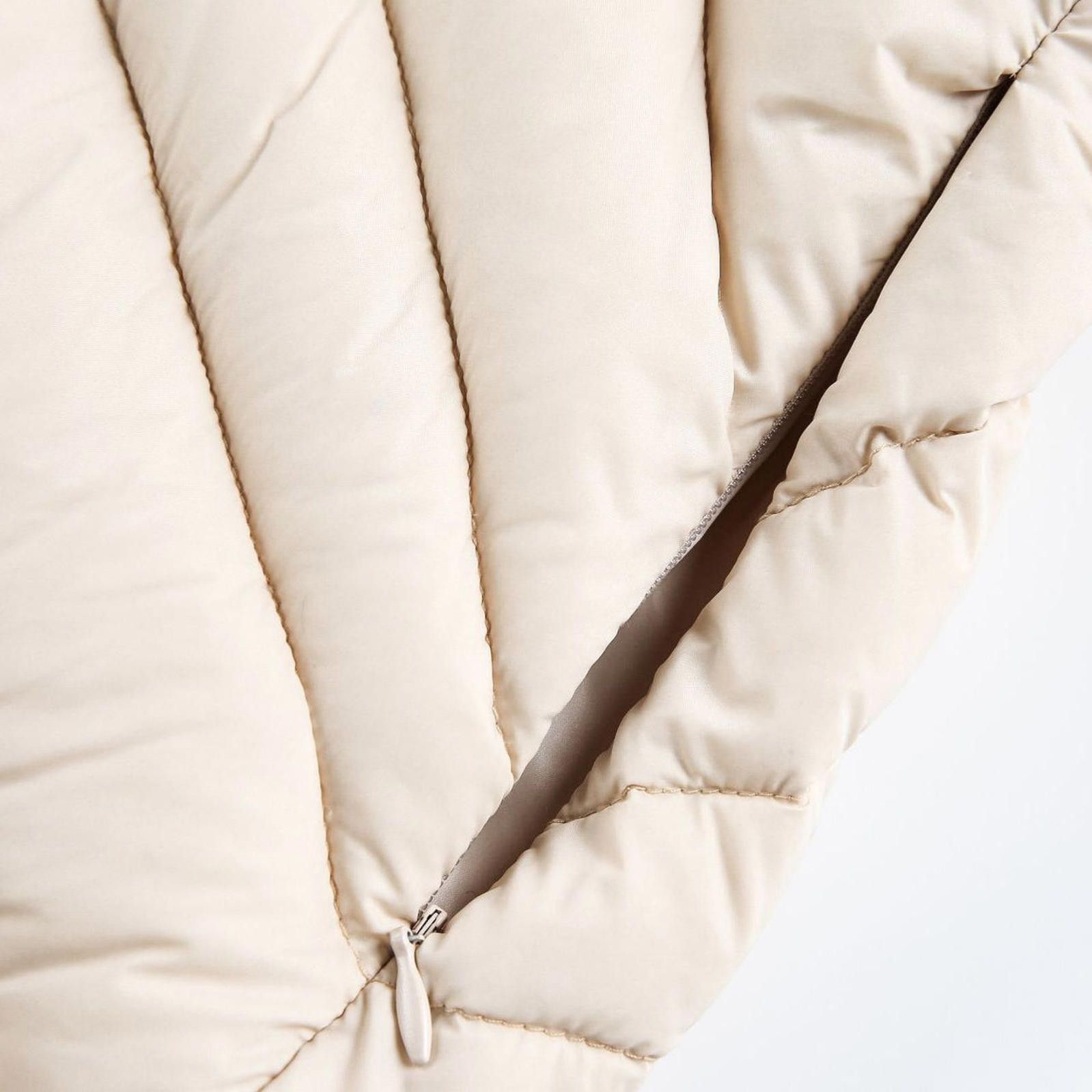 Japanese Brand Beige Asymmetrical Zip Puffer Jacket, Quilted Outerwear Size US M / EU 48-50 / 2 - 3 Thumbnail