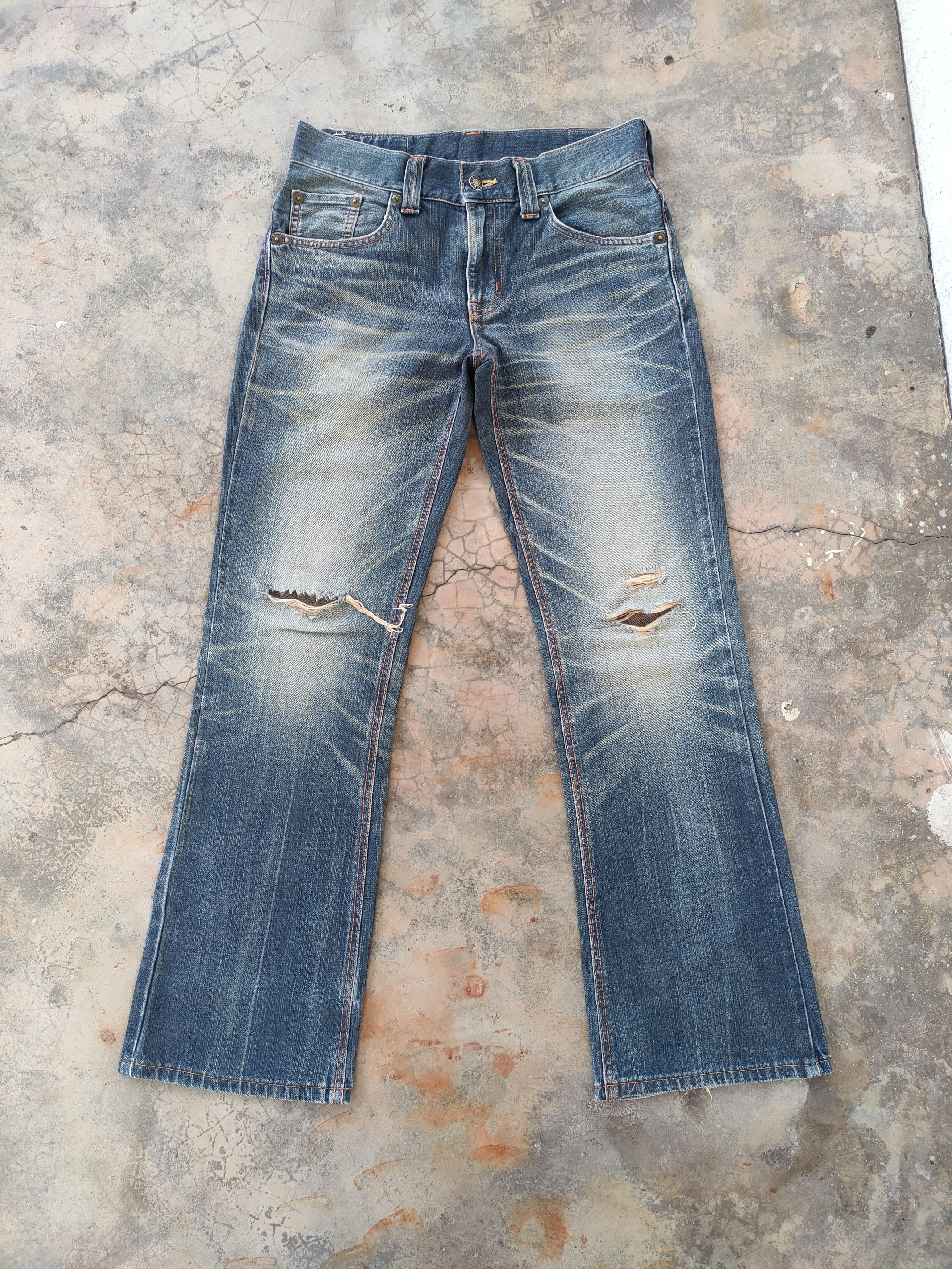 Edwin VINTAGE EDWIN FLARE FADED DISTRESSED JEANS DENIM PANTS Size US 31 - 1 Thumbnail