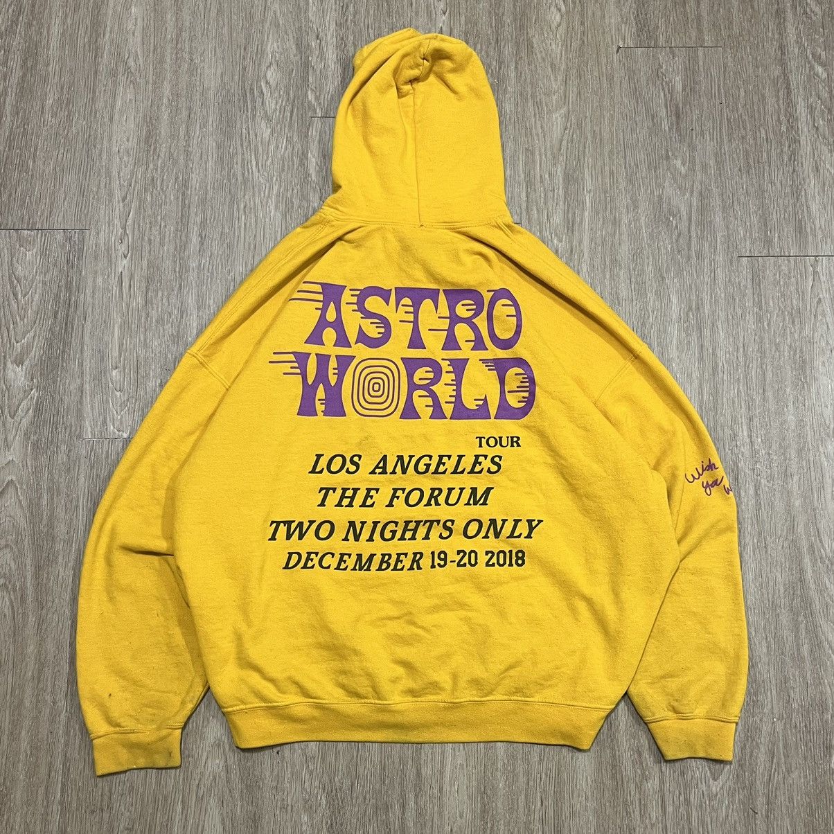 image of L A Lakers x Travis Scott Astroworld "lakers" Tour Hoodie in Yellow, Men's (Size 2XL)