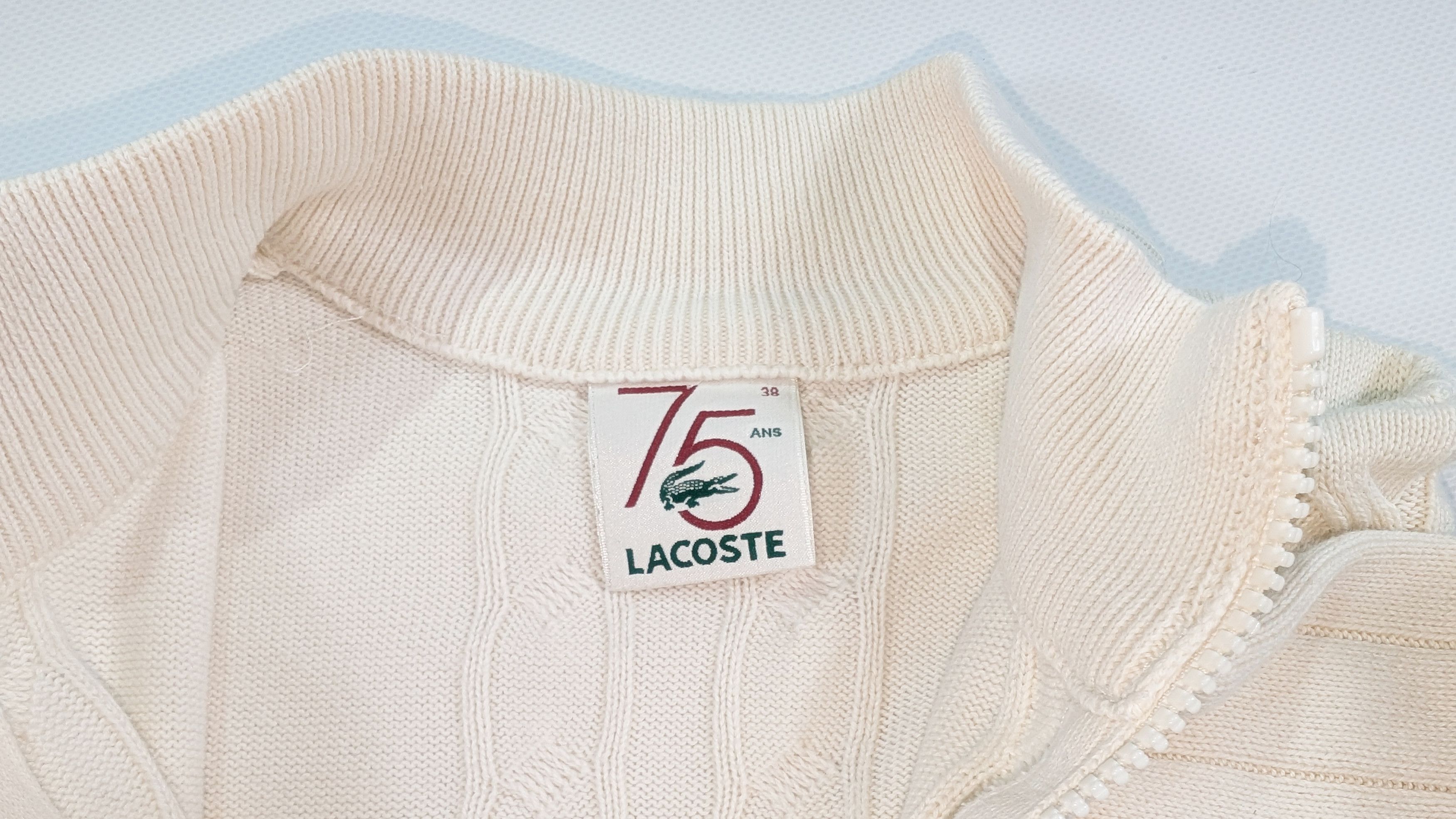 Lacoste Lacoste 75th Anniversary Cable Knit Zip Cotton Sweater Size M / US 6-8 / IT 42-44 - 8 Thumbnail