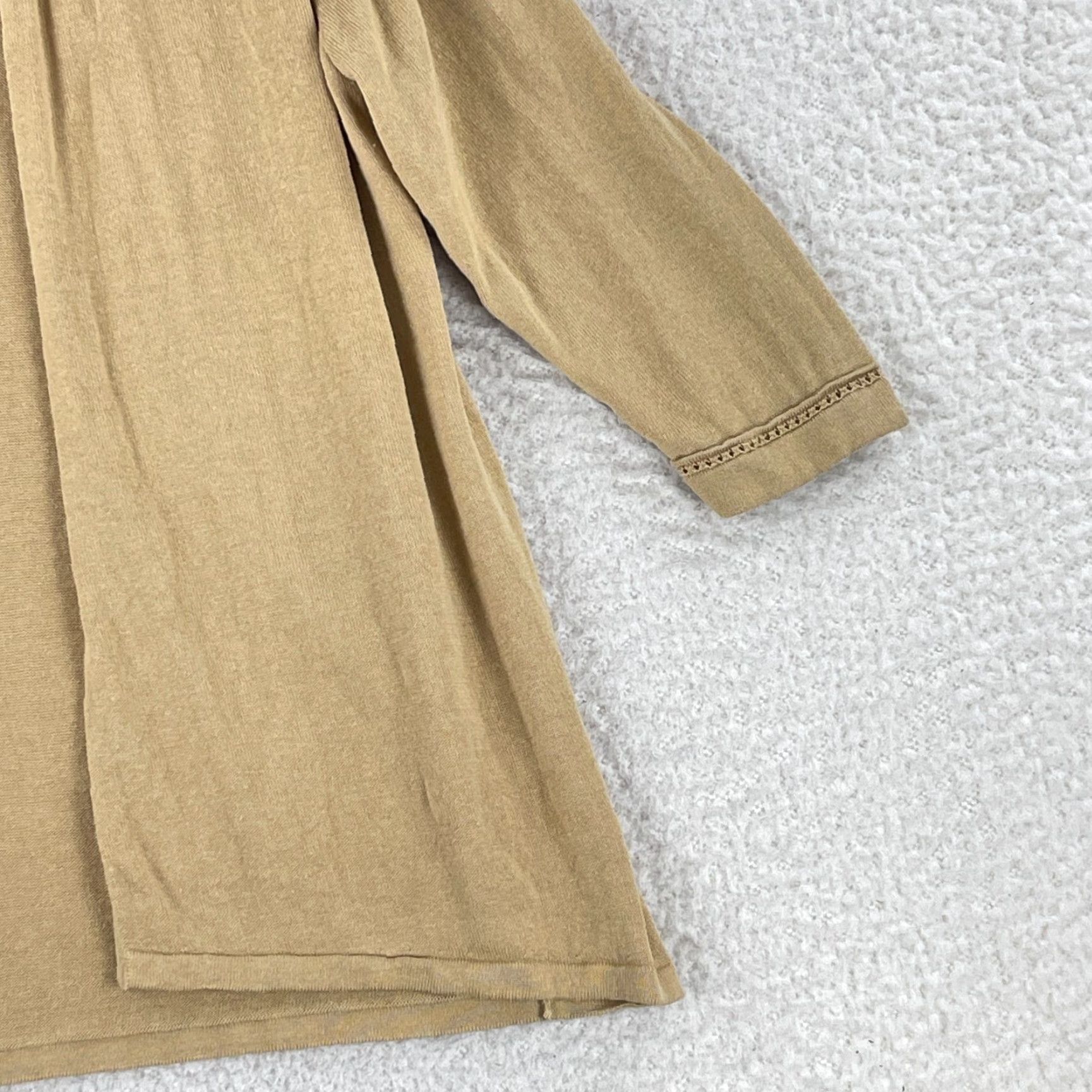 J. Jill J. Jill Cardigan Sweater Womens Large Brown Open Front Linen 3/4 Sleeve Casual Size L / US 10 / IT 46 - 3 Thumbnail