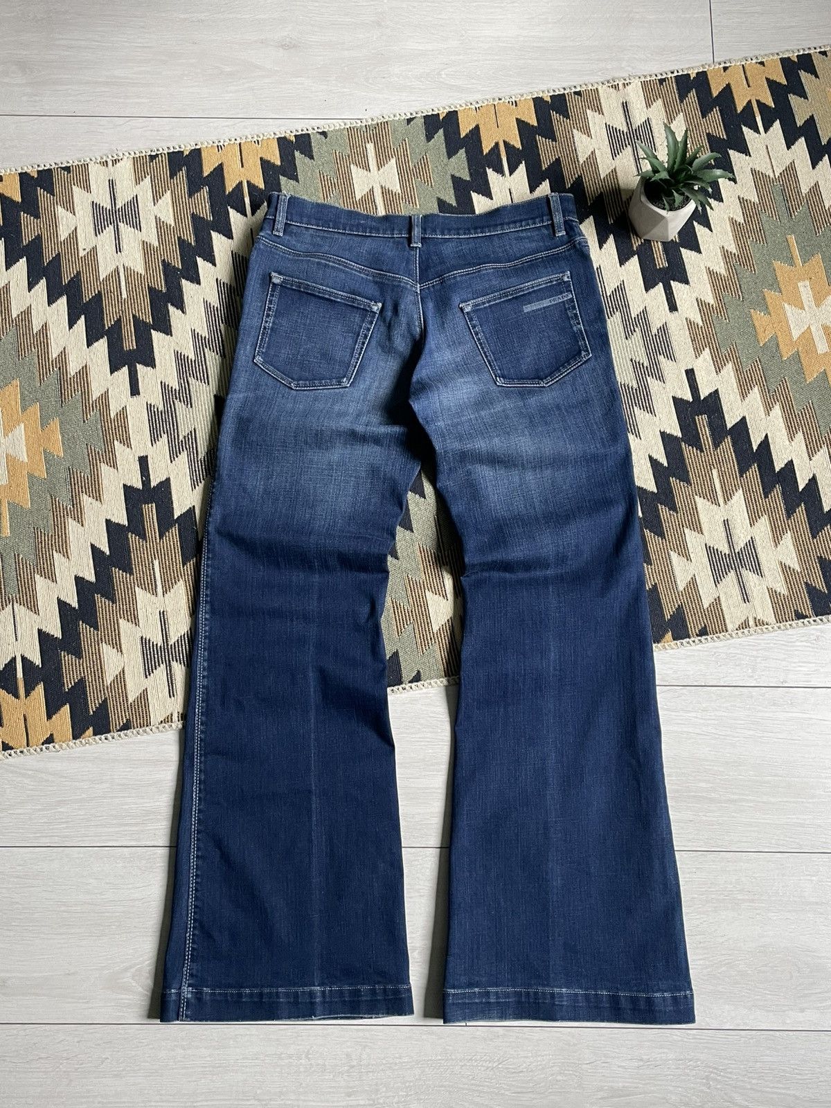 Vintage Vintage Prada Baggy Y2K Denim Flared Jeans Size 30" / US 8 / IT 44 - 1 Thumbnail
