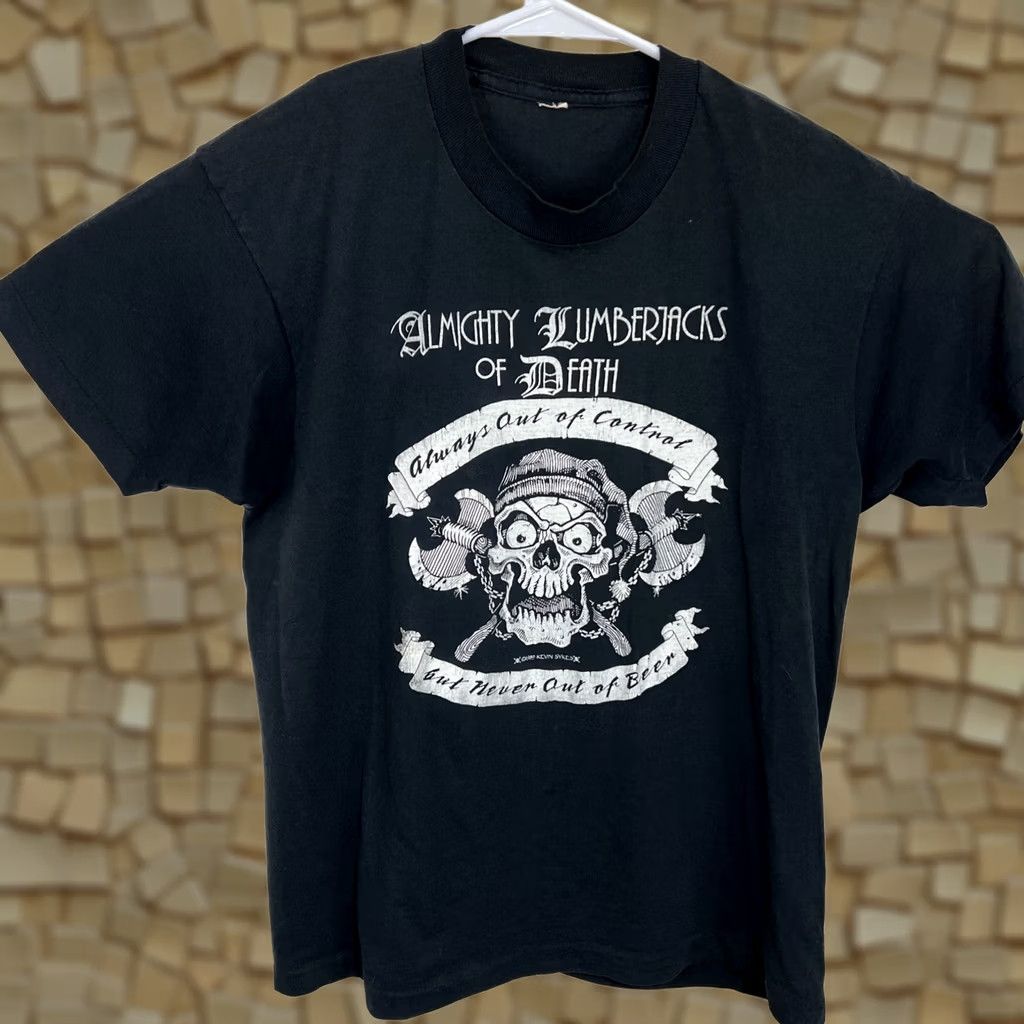 Lumberjack VINTAGE Almighty Lumberjacks of Death PUNK T Shirt Crew Neck Short Sleeve 90s Rock Band Graphic Print Black Mens M Size US M / EU 48-50 / 2 - 1 Thumbnail