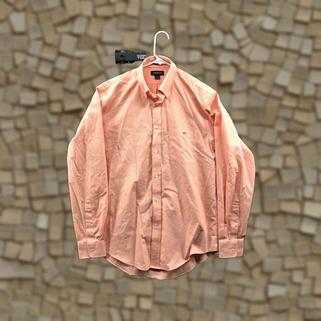 Lands' End Lands' End Shirt Mens 15.5 Orange Plaid Button-Down Long Sleeve Collar Vintage No Size US L / EU 52-54 / 3 - 1 Thumbnail
