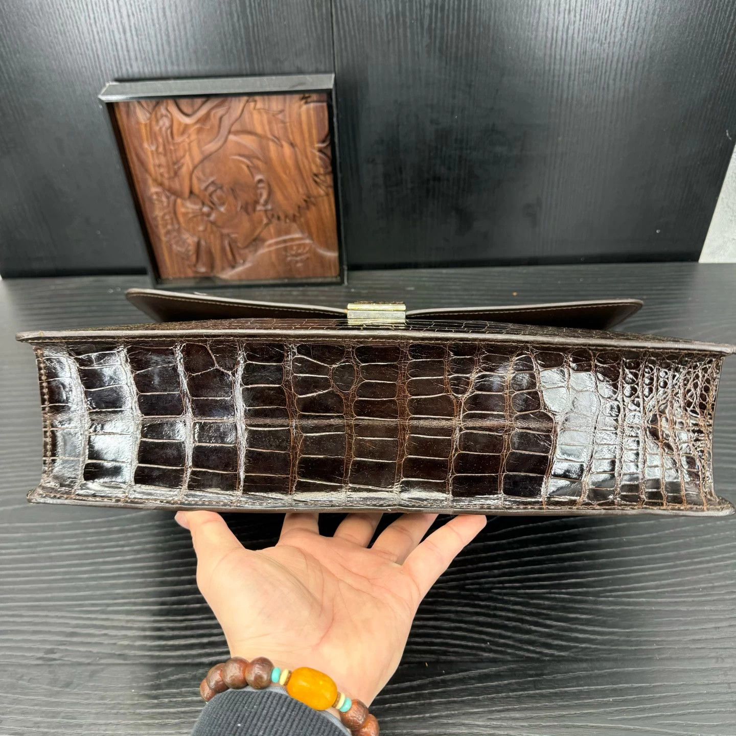 Ermenegildo Zegna Zegna Shiny Ebony Crocodile Briefcase New Size ONE SIZE - 5 Thumbnail