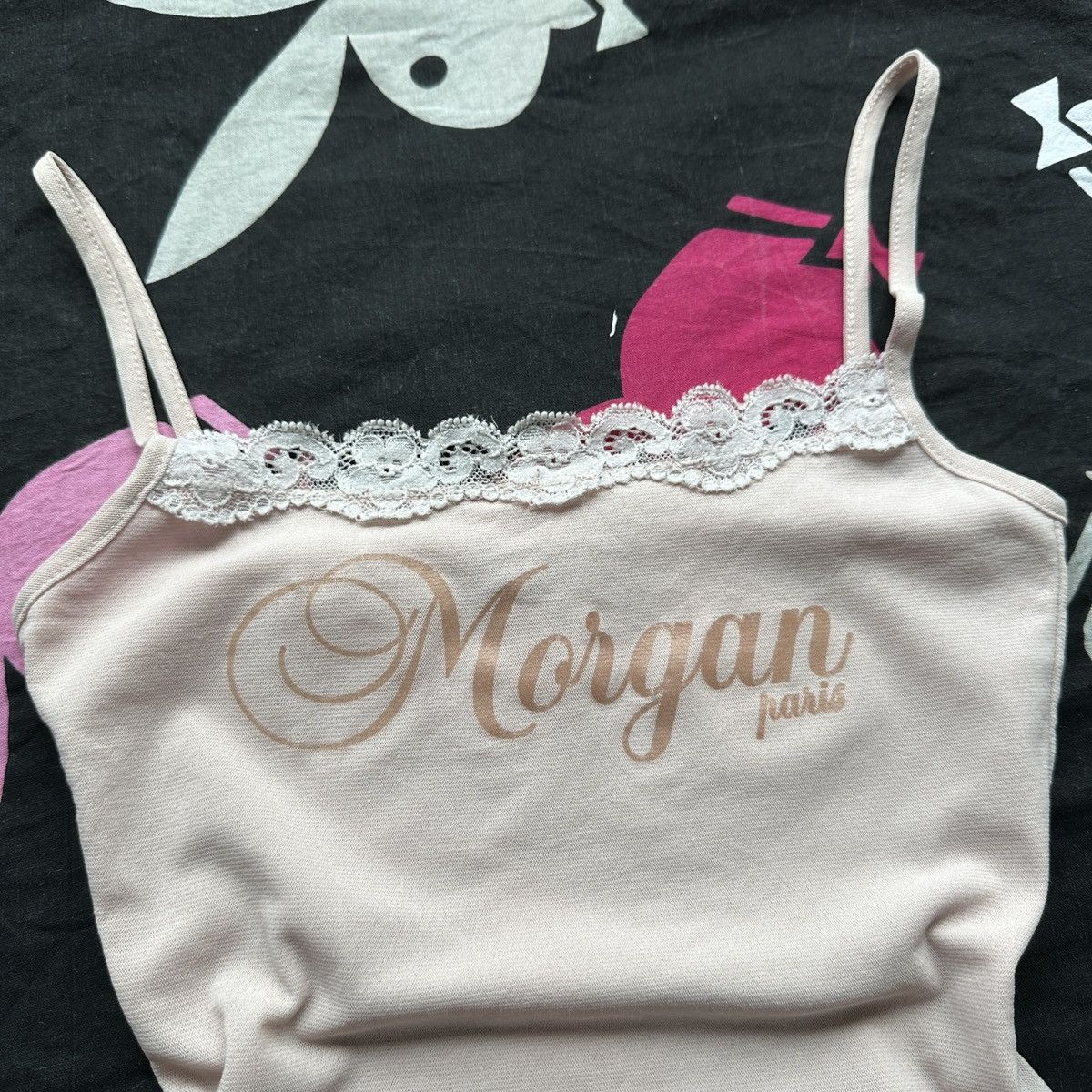 Beauty Beast × Morgan Homme Cute Lace Baby Doll Coquette Mesh Logo Ballet Top 00s Size ONE SIZE - 4 Thumbnail