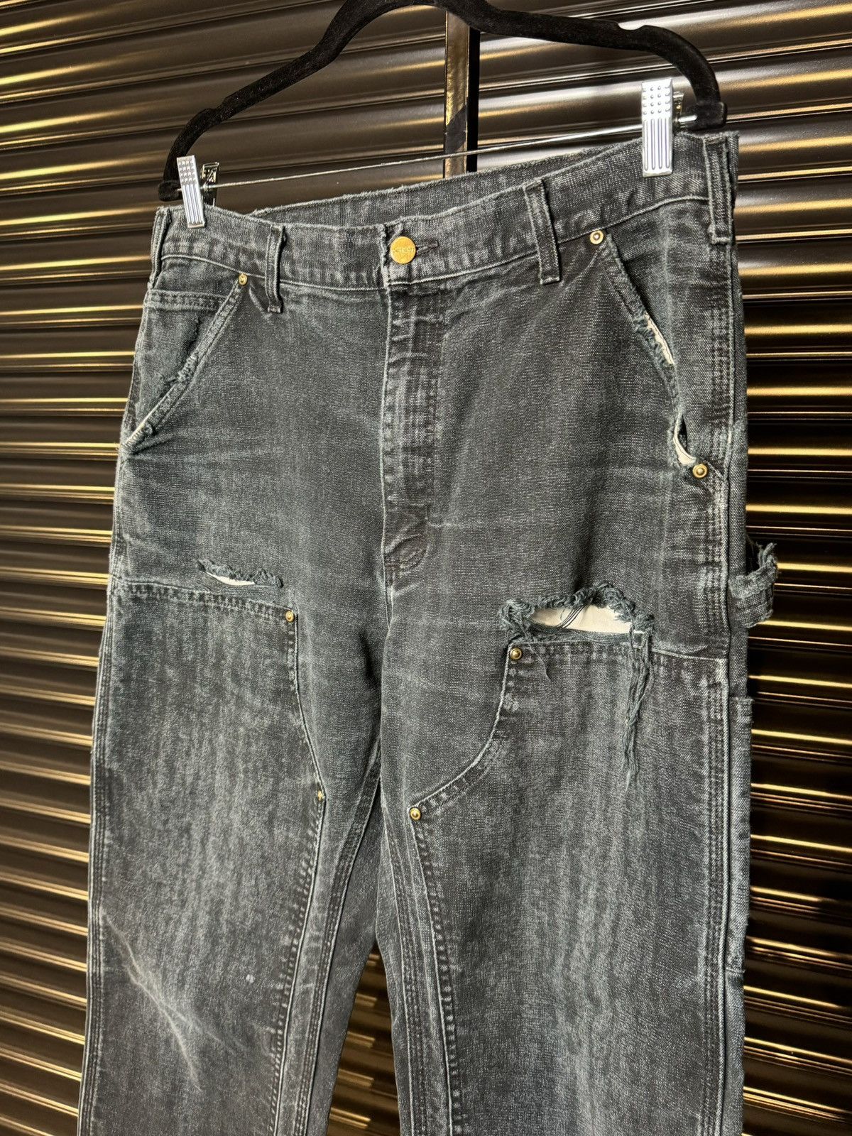 Carhartt × Vintage Vintage Carhartt Black Distressed Double Knees - 34x34 Size US 34 / EU 50 - 4 Thumbnail