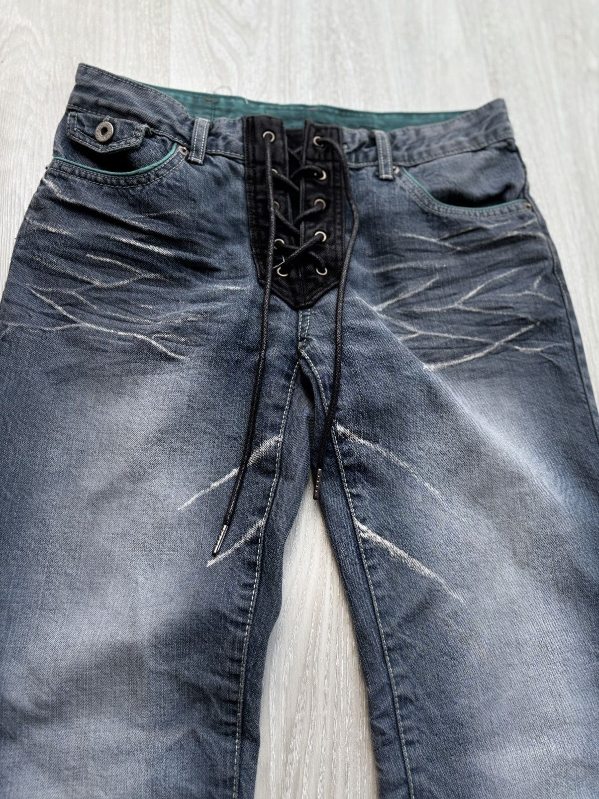 Japanese Brand VERTGARMENTS lace up flare jeans Size US 29 - 2 Thumbnail