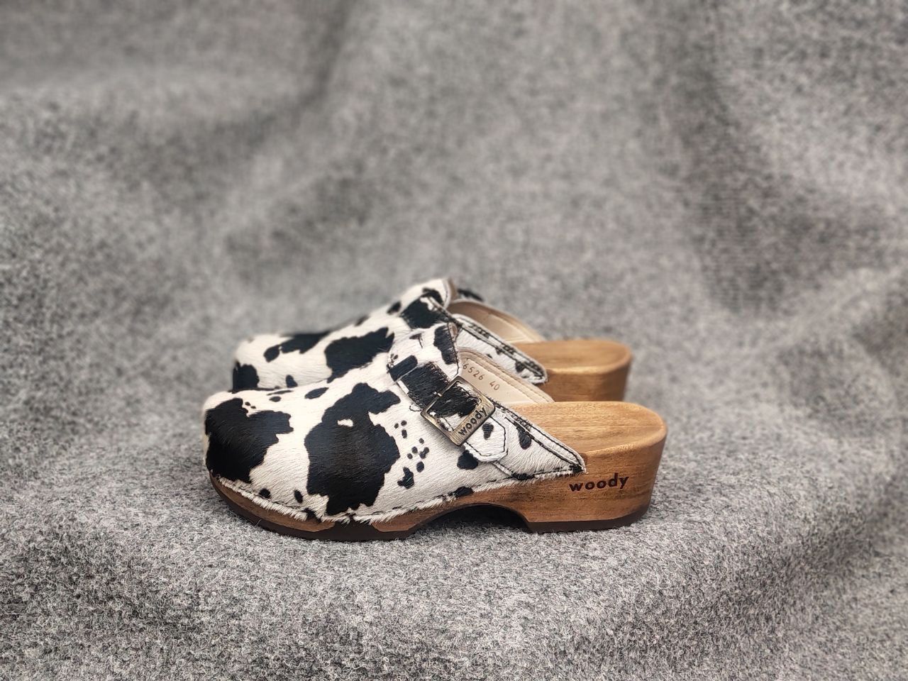 Woody Design Manu Fur W' Leather cowhide Clogs mules Shoes