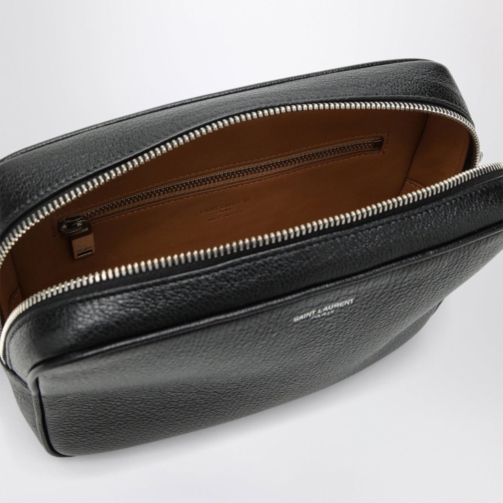 Saint Laurent Paris SAINT LAURENT $2500 Black Grained Leather Small Camera Bag N Size ONE SIZE - 4 Thumbnail