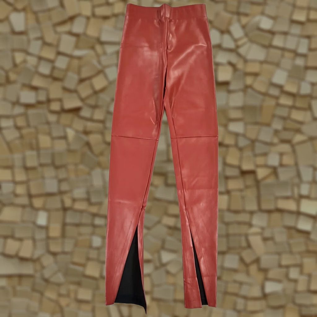 ALIX NYC ALIX NYC Womens Leggings Red XS Faux Leather Split Hem Pants Size 26" / US 2 / IT 38 - 1 Thumbnail