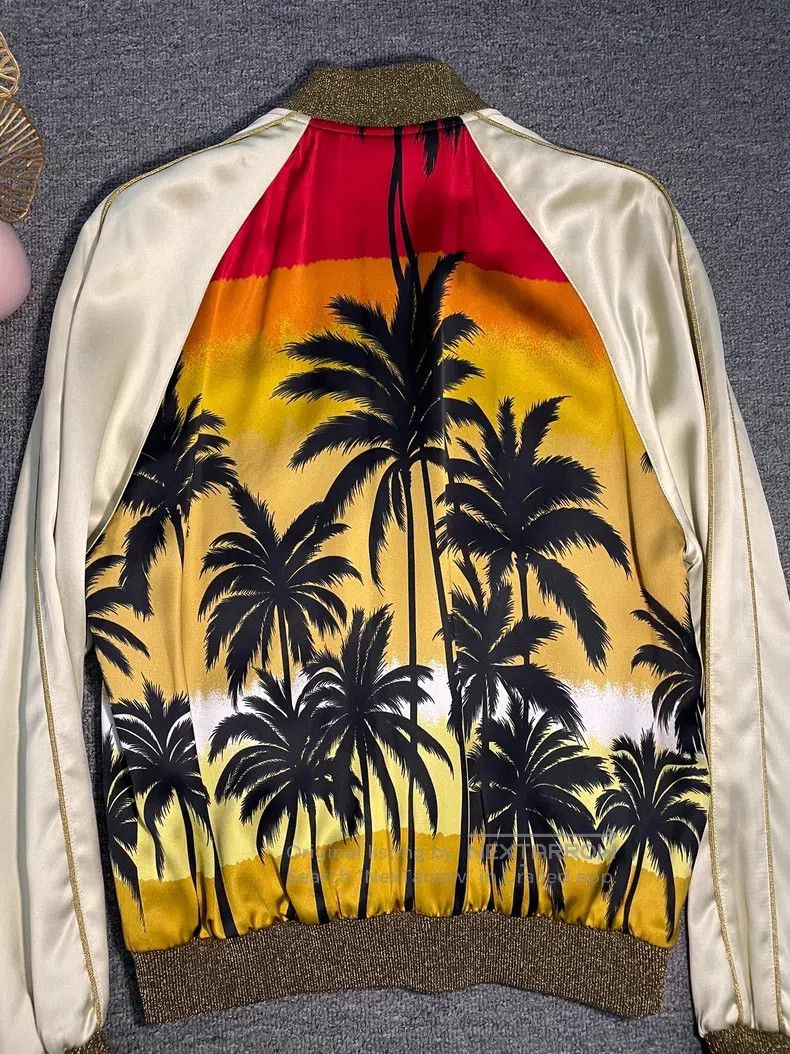 Saint Laurent Paris Saint Laurent Paris Silk Palm Tree Jacket Size US S / EU 44-46 / 1 - 7 Thumbnail