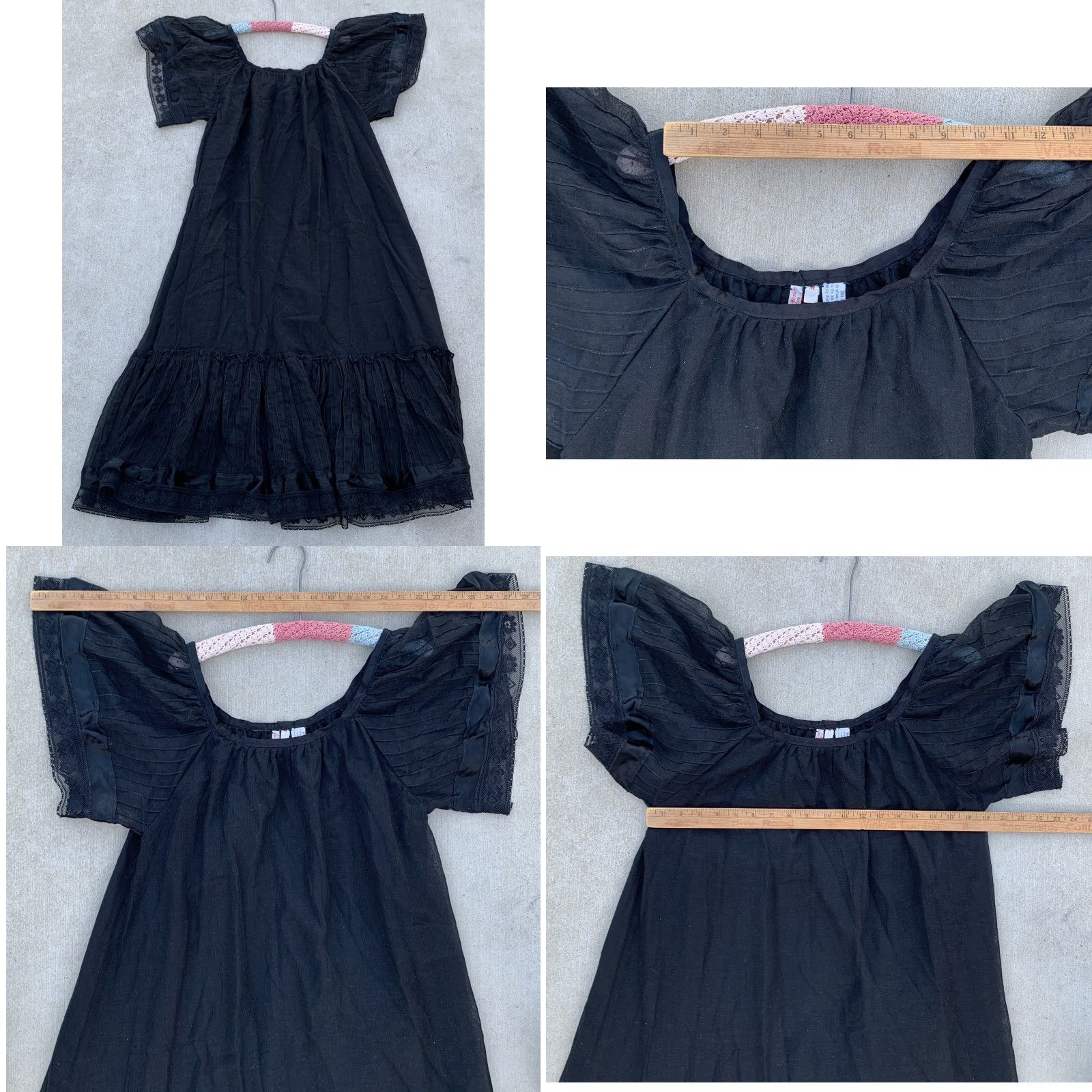Vintage VINTAGE Made In Mexico Black Cotton Peasant Hippie Chic Dress M Womens Size M / US 6-8 / IT 42-44 - 10 Thumbnail