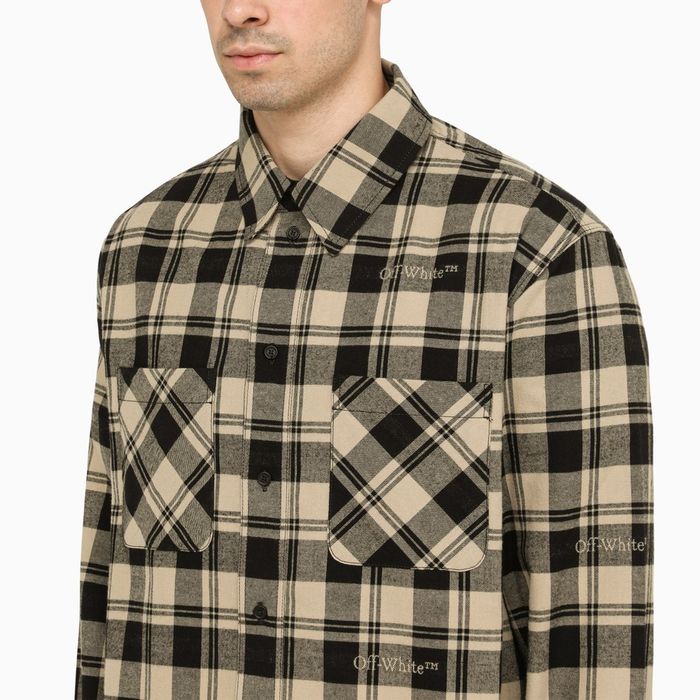 Off-White o1h1sh11223 Check Flannel Shirt in Black