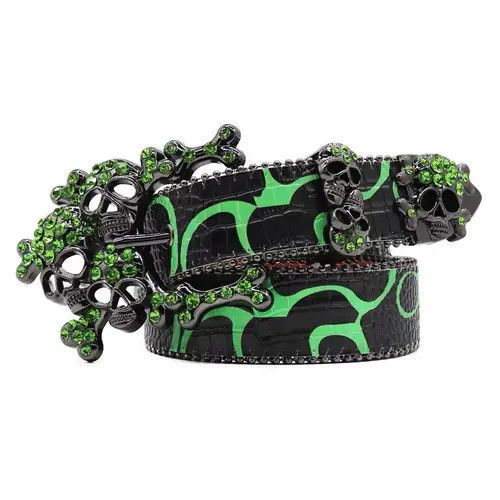 Japanese Brand × Vintage Western Toxic Skull Gothic Rhinestone Belts Size ONE SIZE - 4 Thumbnail