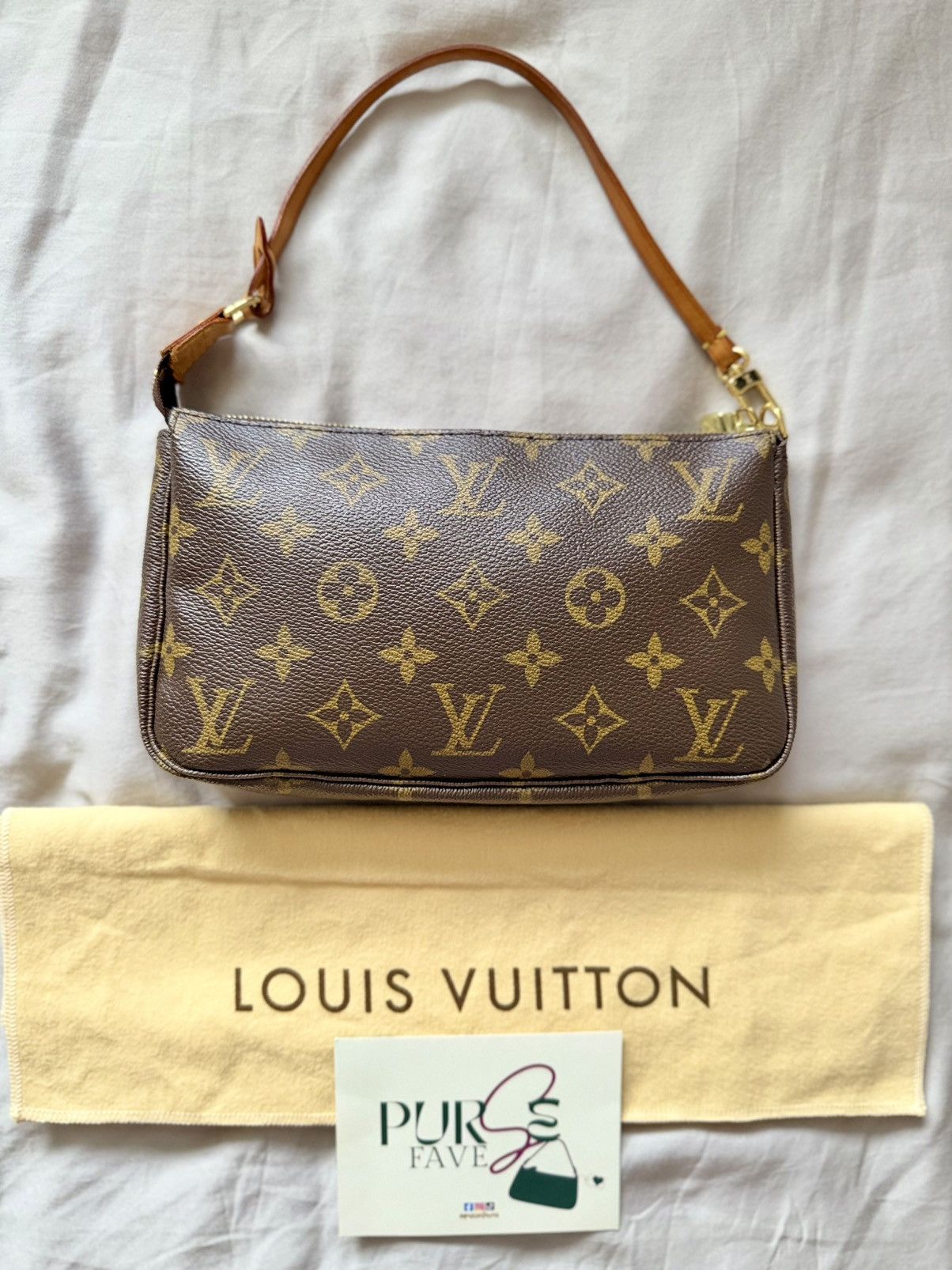 Louis Vuitton Authentic LOUIS VUITTON Pochette Brown Canvas Shoulder Bag Size ONE SIZE - 16 Thumbnail