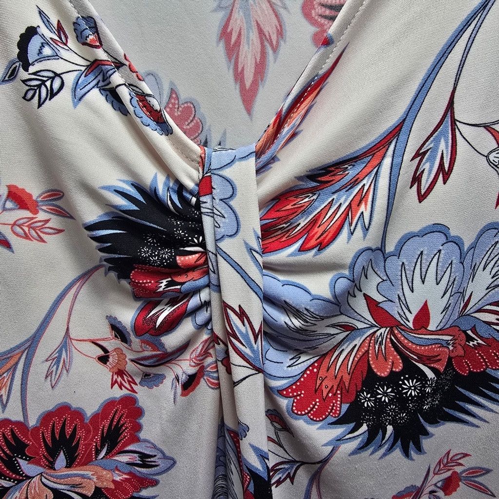 Liz Claiborne Liz Claiborne Floral Blouse with Red and Blue Accents med Size M / US 6-8 / IT 42-44 - 4 Thumbnail