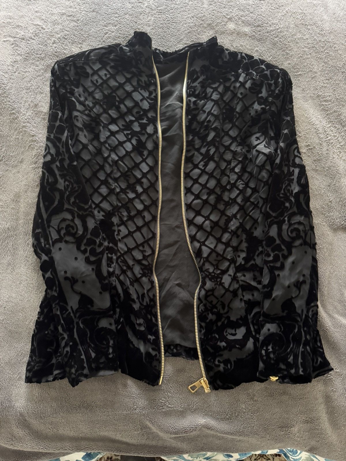 Balmain × H&M Balmain x H&M Black Velvet Jacket W/Gold Zipper Size 40 US M Size S / US 4 / IT 40 - 2 Thumbnail