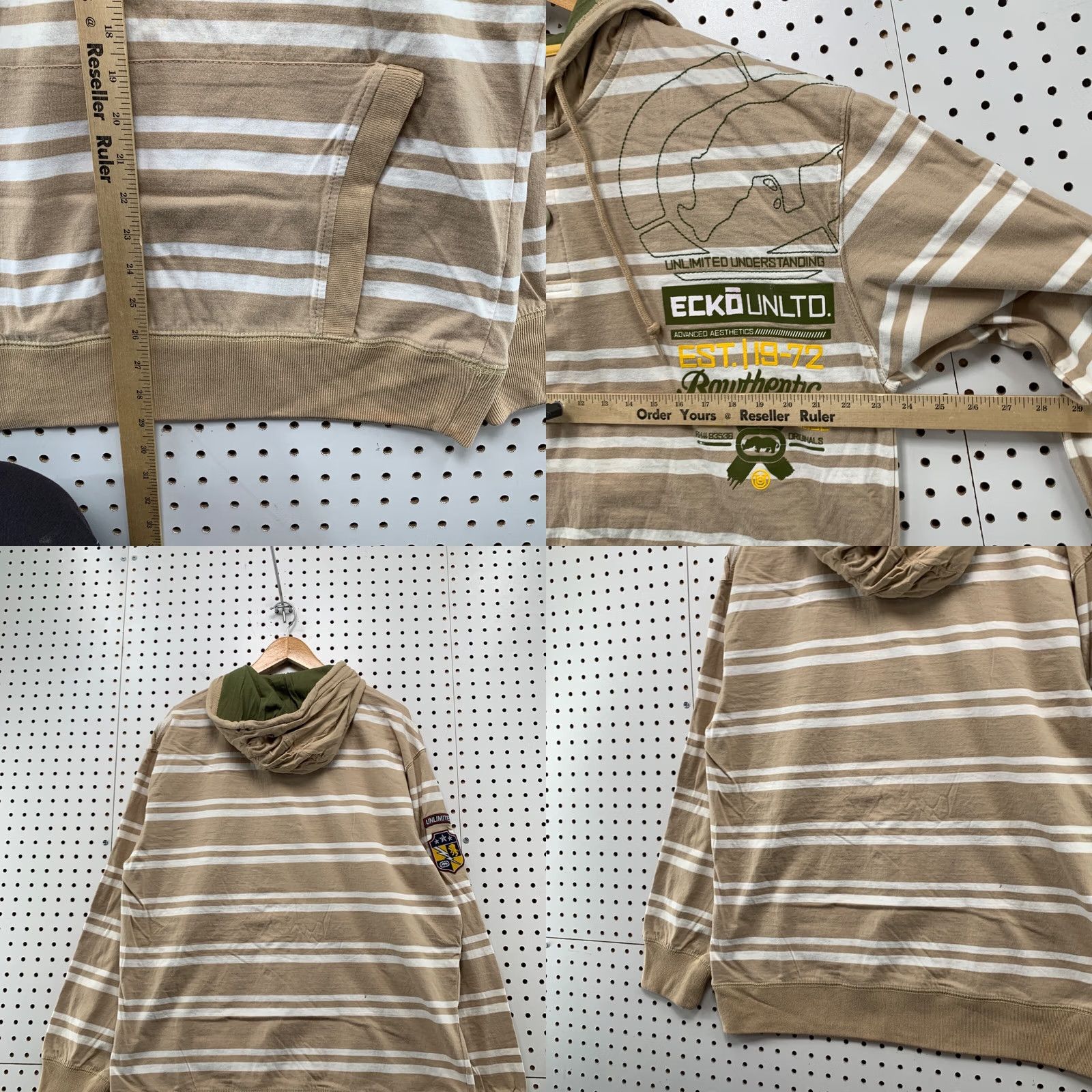 Vintage VINTAGE Y2K Ecko Hoodie Shirt Men XL Brown White Striped Rhino Button Pullover Size US XL / EU 56 / 4 - 9 Thumbnail