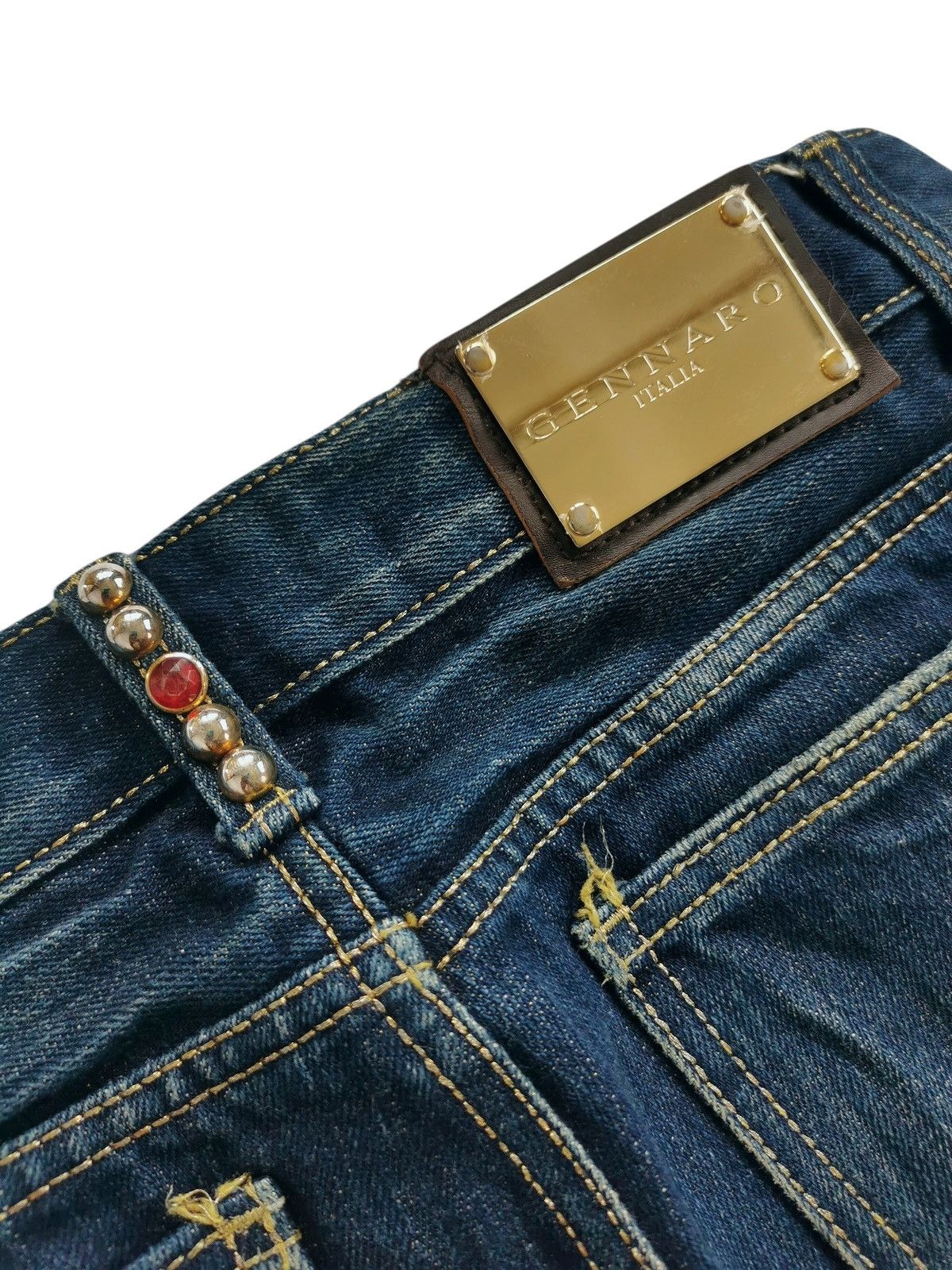 Japanese Brand Gennaro Italia Distressed Flare Denim, Kapital Inspired Size US 31 - 5 Thumbnail