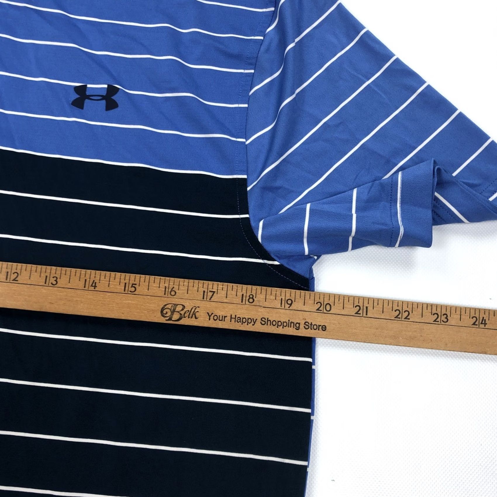 Under Armour Under Armour Men's MD M Blue Navy White Stripe HeatGear Polo Shirt Loose Fit Size US M / EU 48-50 / 2 - 6 Thumbnail