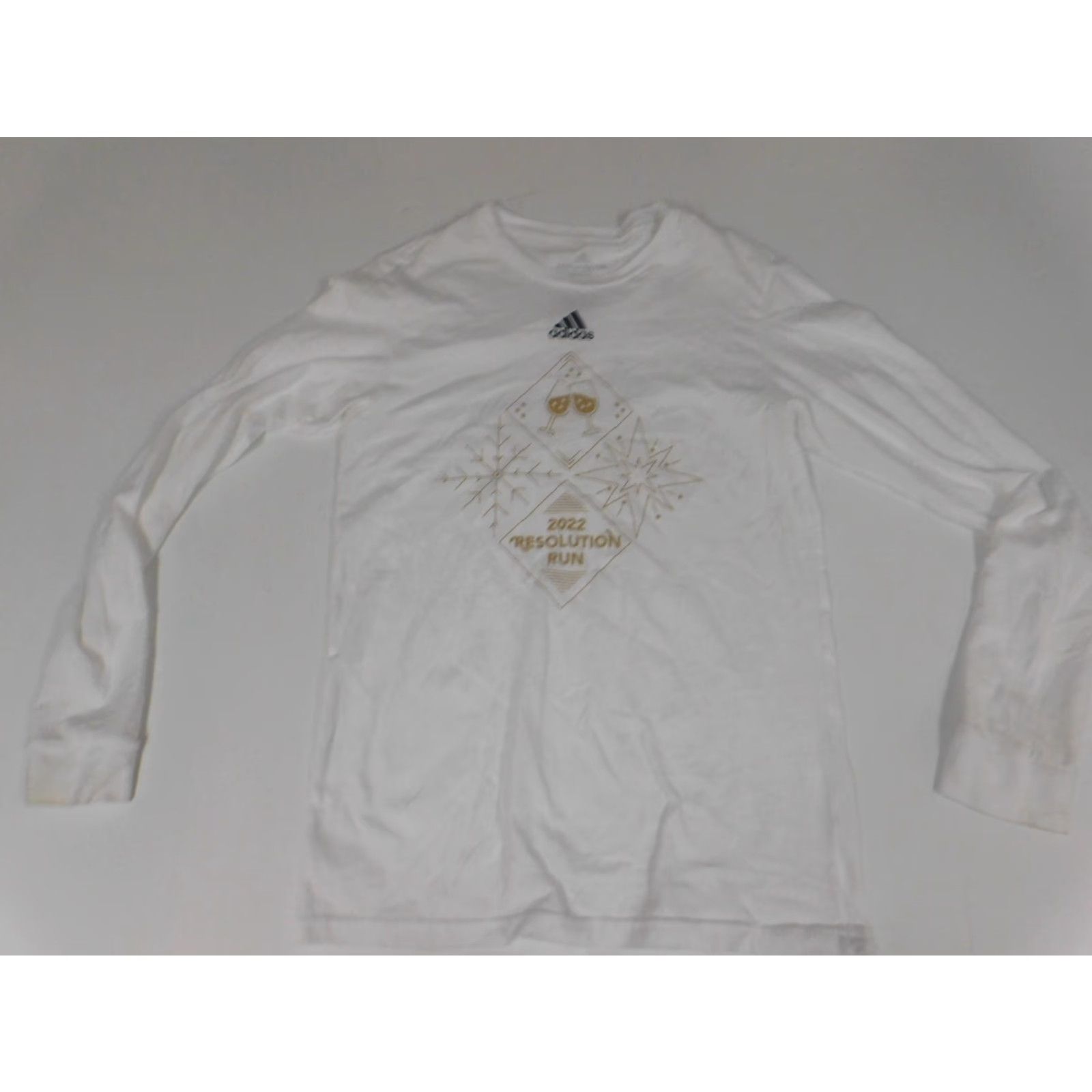Adidas Adidas Mens Shirt XS White 2022 resolution run Long Sleeve V-Neck Cotton Logo T-Shirt 90s University Mens Size US XS / EU 42 / 0 - 2 Thumbnail