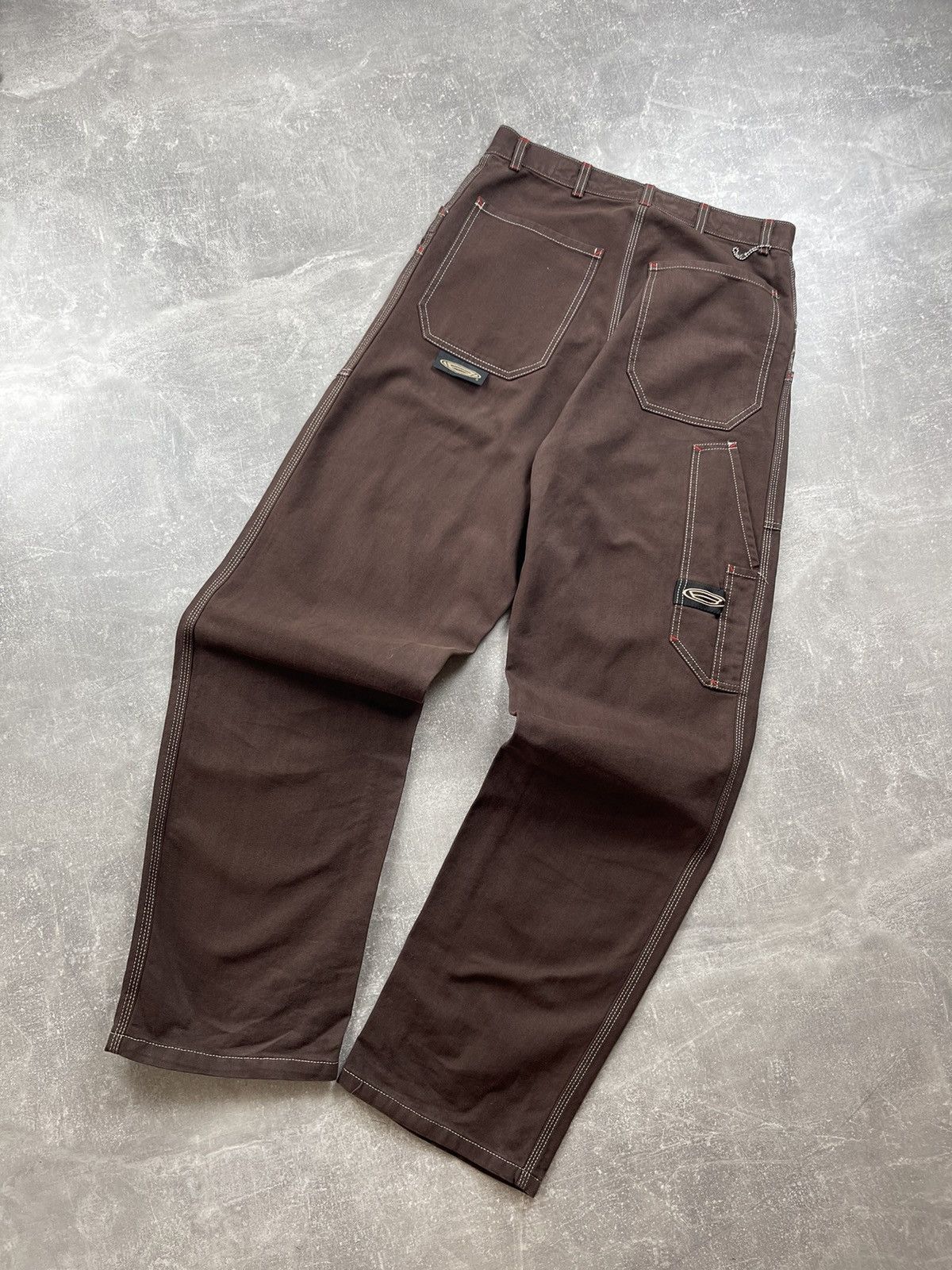 Other Boom Bap Y2K RAP Stitch Detail Heavy Cotton Wide Brown Pants Size US 31 - 1 Thumbnail