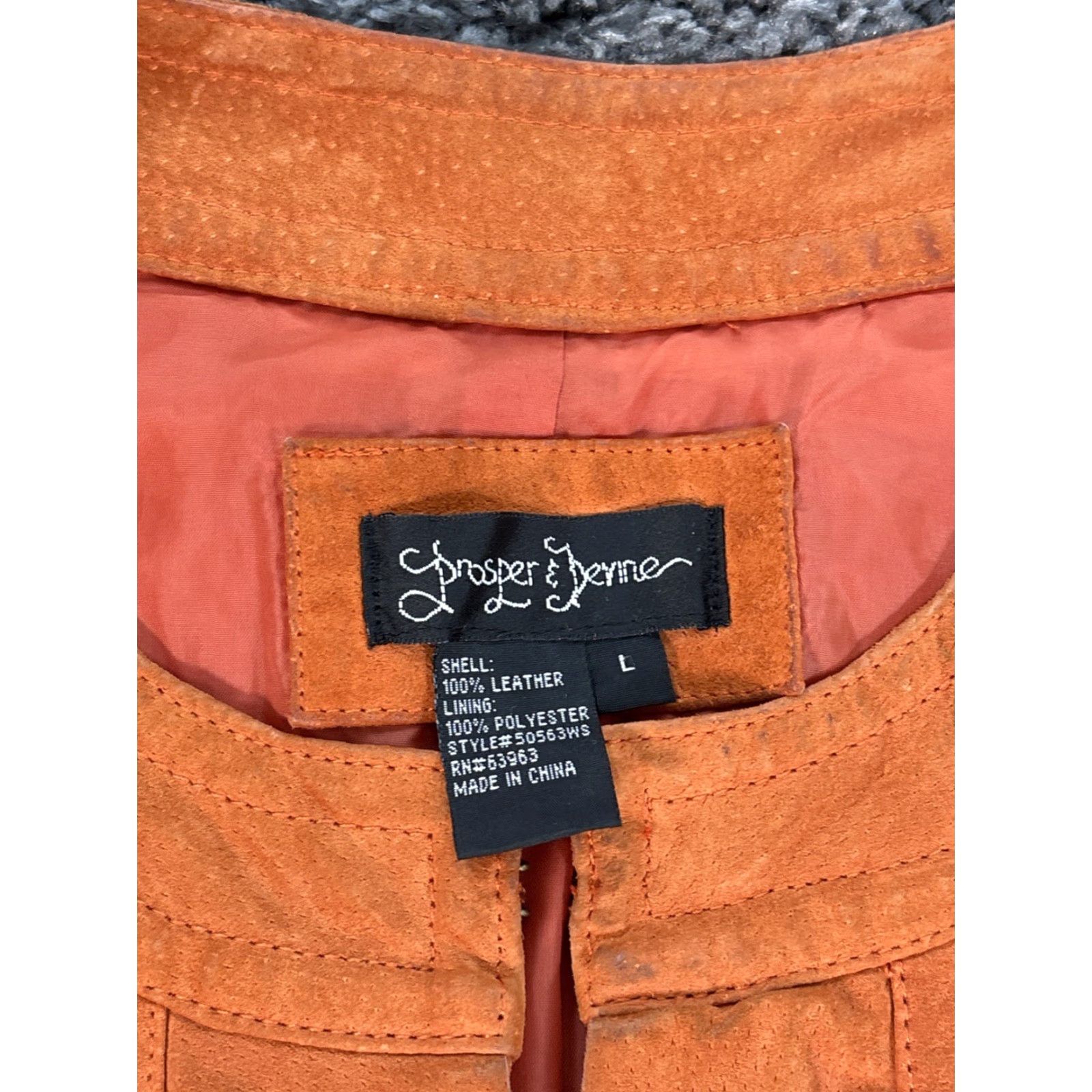 Vintage VINTAGE Prosper & Devine Leather Jacket Womens Large Orange Ruffle Front Button Ladies L Orange Leather Ruffle Basic Jacket Size L / US 10 / IT 46 - 4 Thumbnail