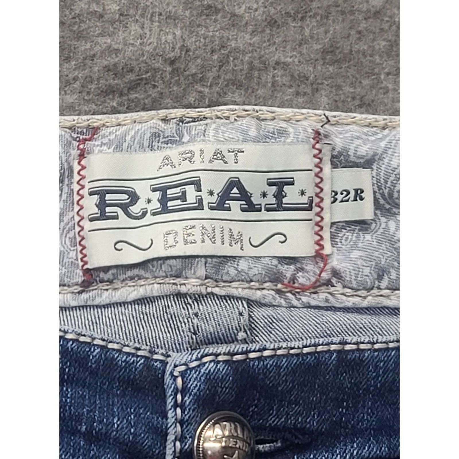 Ariat Ariat REAL Denim Jeans Womens 32x32 Regular Bootcut Stretch Distressed Blue Cotton Denim 5-Pocket Design Cowboy Horse Rodeo Cowgirl - Mens/Womens Size 24" / US 00 / IT 34 - 2 Thumbnail