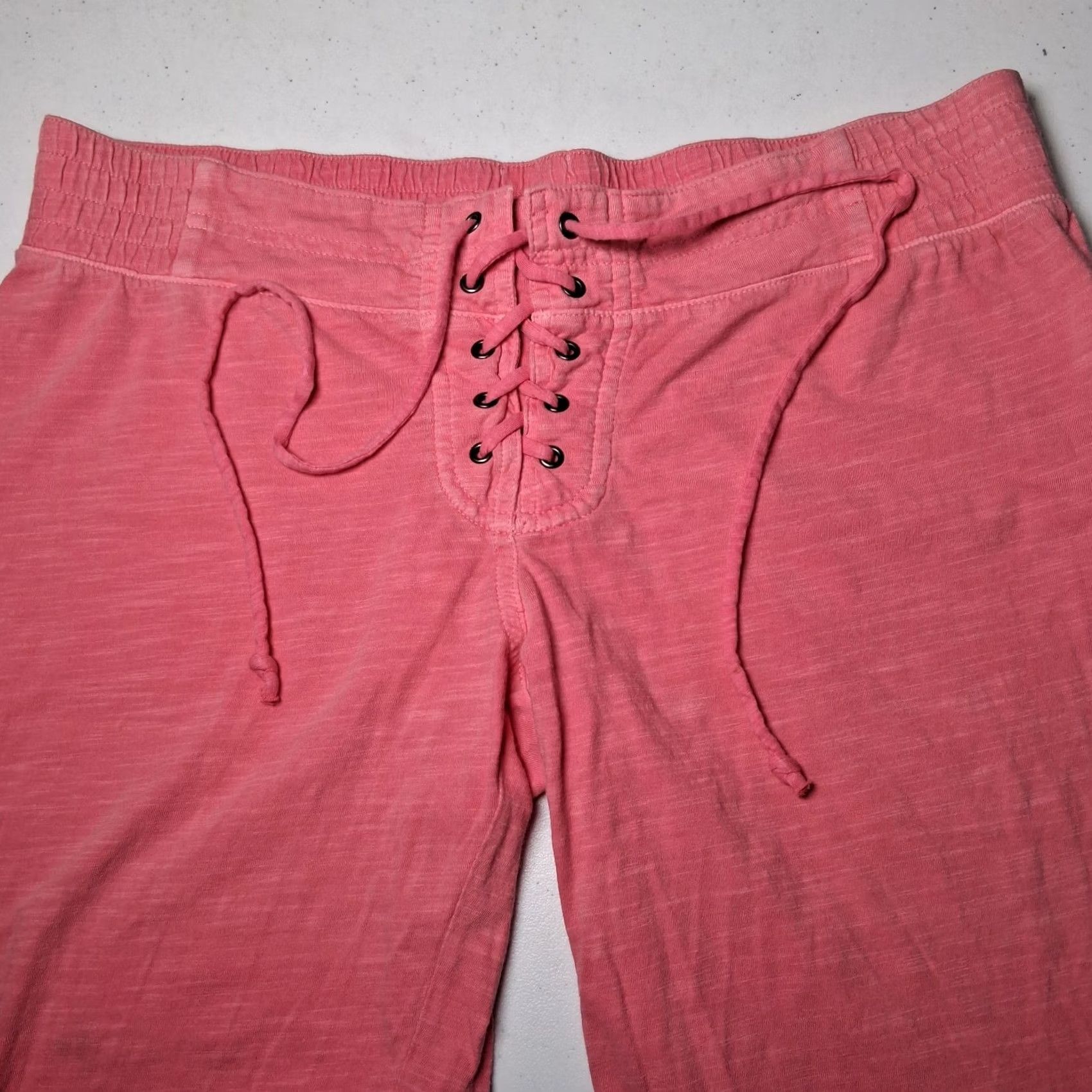 Vintage ROXY Estilo Pants M Pink Bootcut Lace Up Knit Athleisure Y2K Low Rise Womens Size 32" / US 10 / IT 46 - 6 Thumbnail