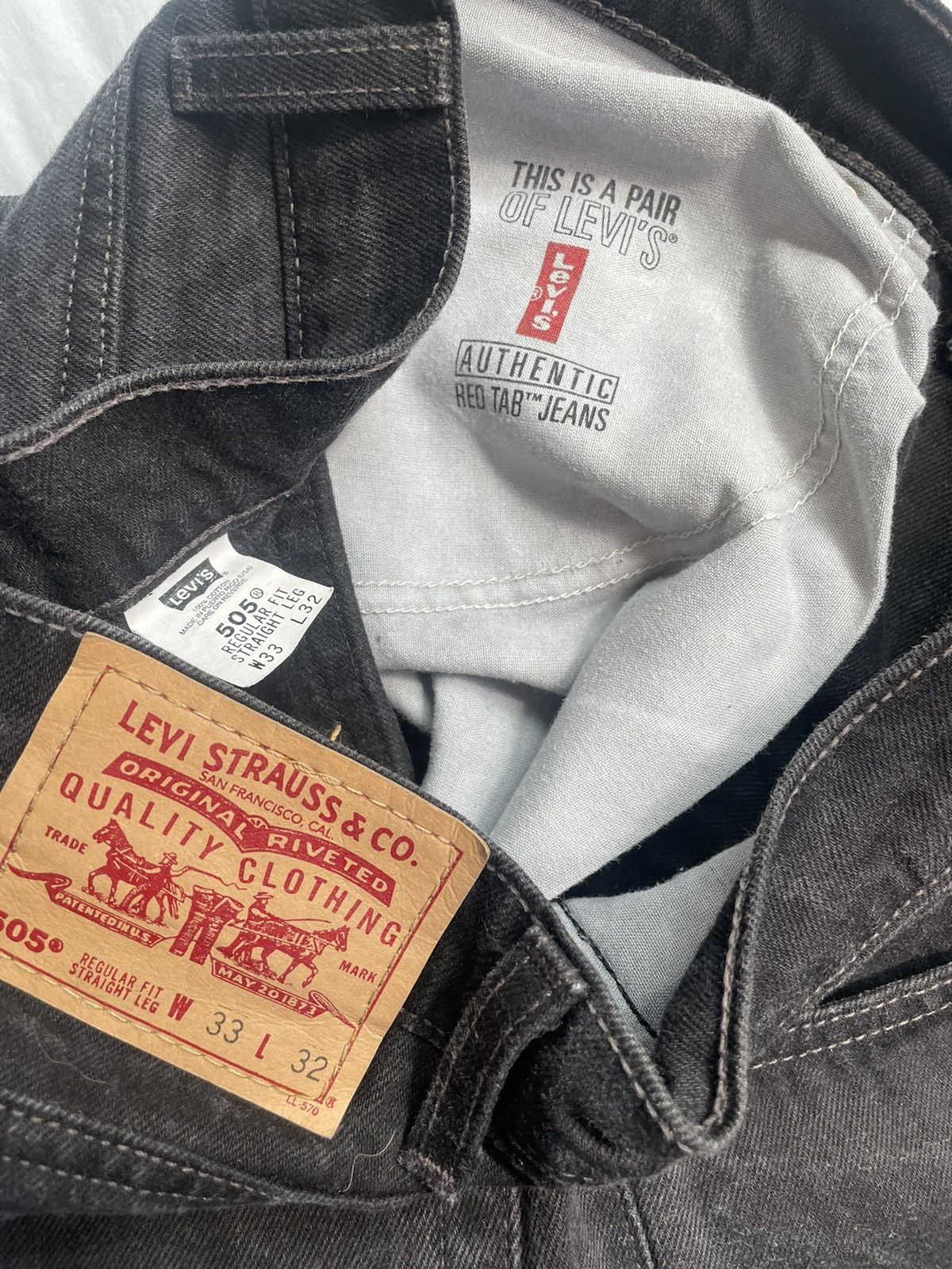 Levi's Vintage LEVI'S 505 black denim jeans 33x32 Size US 33 - 7 Thumbnail