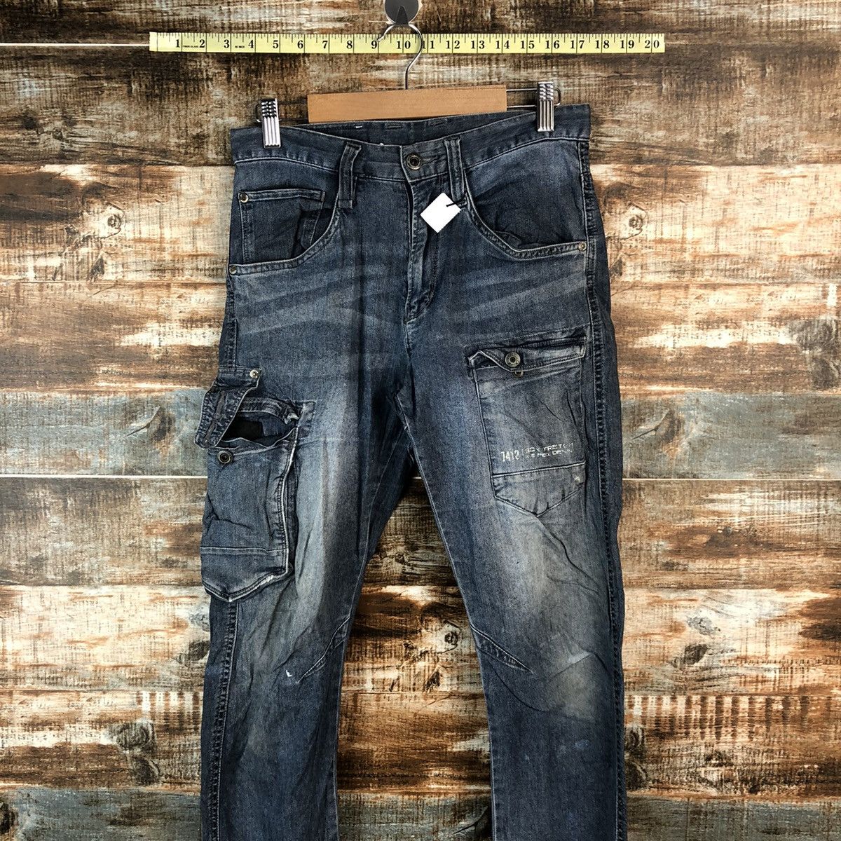 Japanese Brand Iz Frontier Blue Multipocket ripped Denim Pants #A2162 Size US 29 - 2 Thumbnail