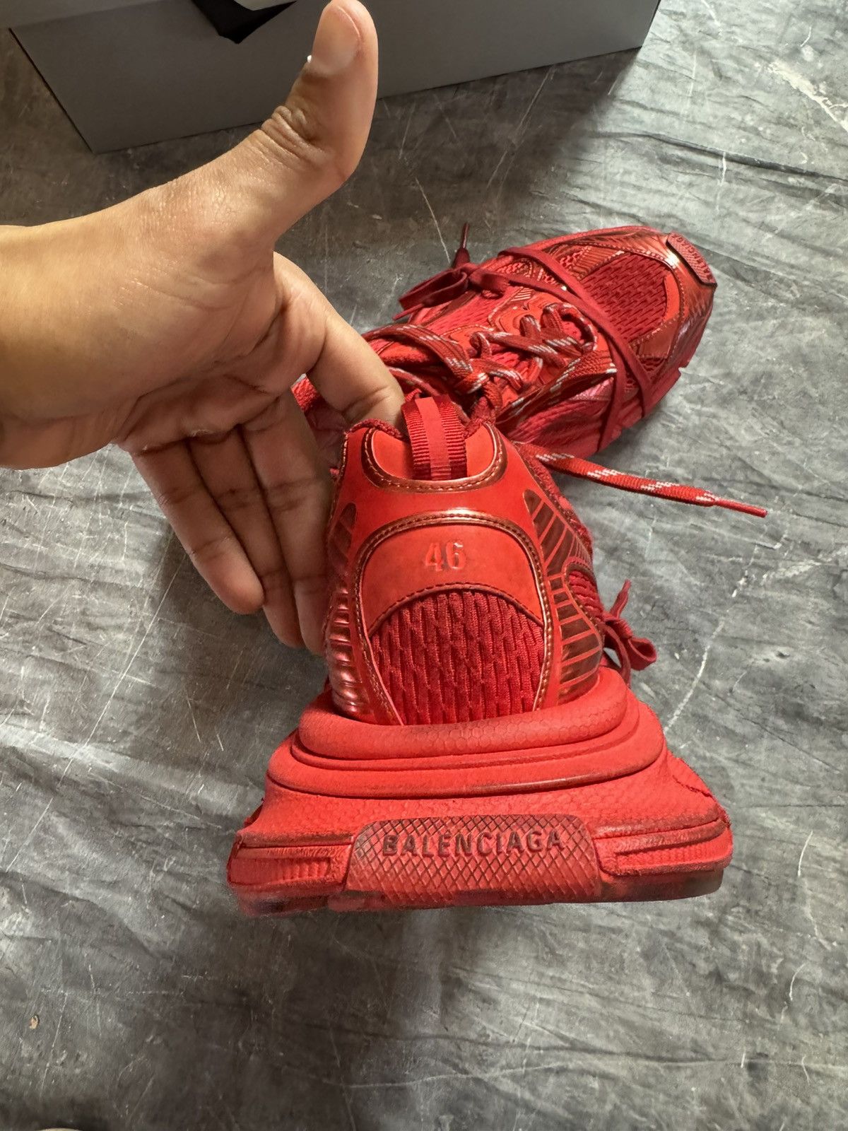 Balenciaga Balenciaga 3XL Distressed Sneakers in Red Size US 13 / EU 46 - 5 Thumbnail