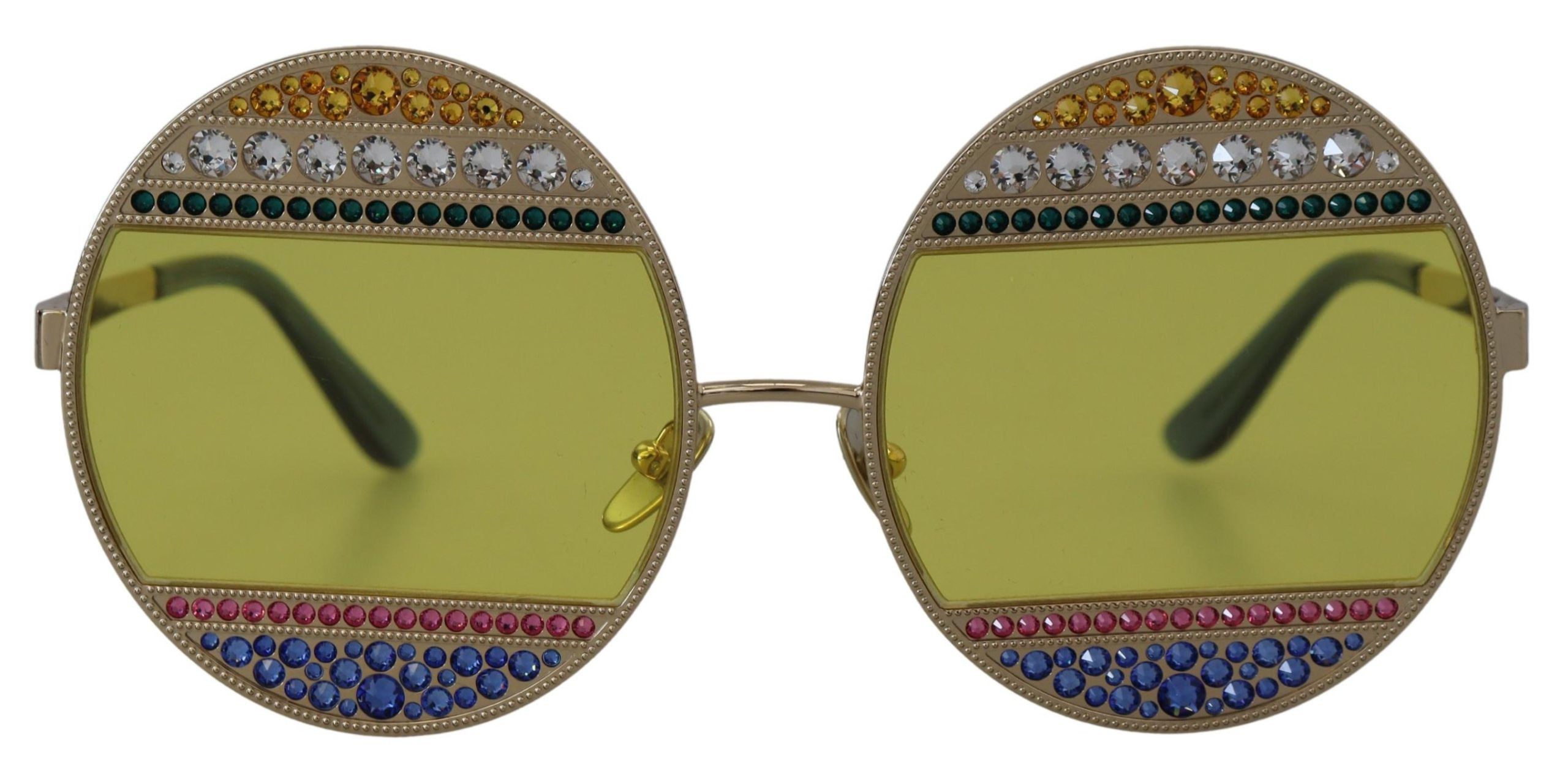 Crystal Embellished Gold Oval Women's Sunglasses