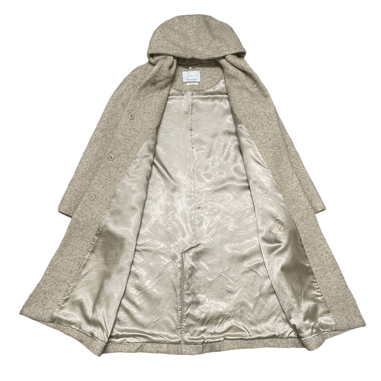 Yohji Yamamoto Vintage Ined Yohji Yamamoto Wool Hooded Long Coat Size US M / EU 48-50 / 2 - 6 Thumbnail