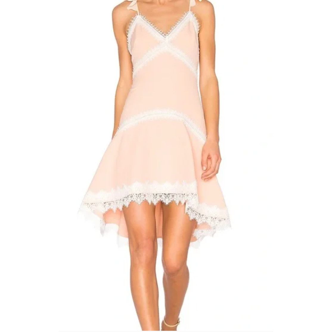 image of Nbd Pink Sleeveless Lace Trim V-Neck Dress - Women's M (Size Medium)
