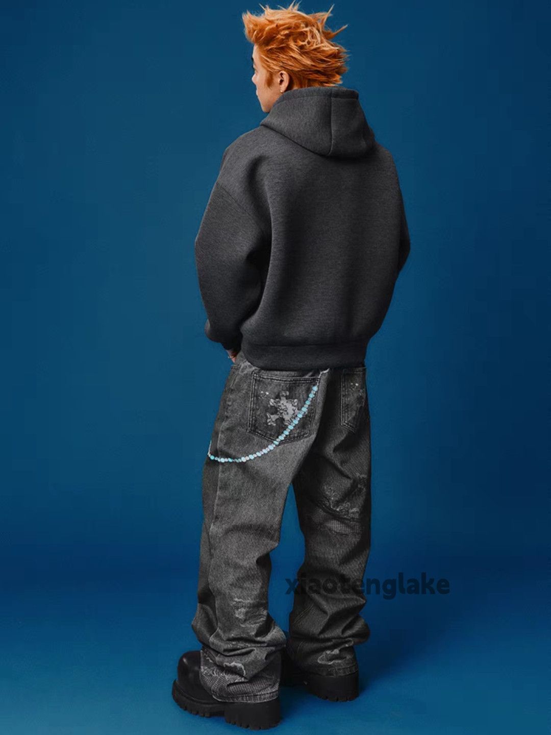 Jean × Vintage Unisex washed faded digital print hiphop jeans Size US 36 / EU 52 - 3 Thumbnail